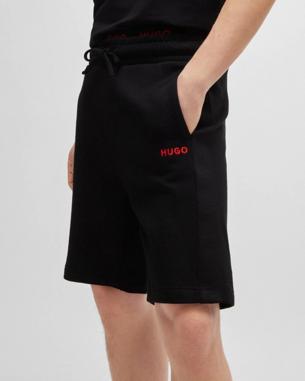 HUGO Tonal Logo Mens Loungewear Shorts - Image 3
