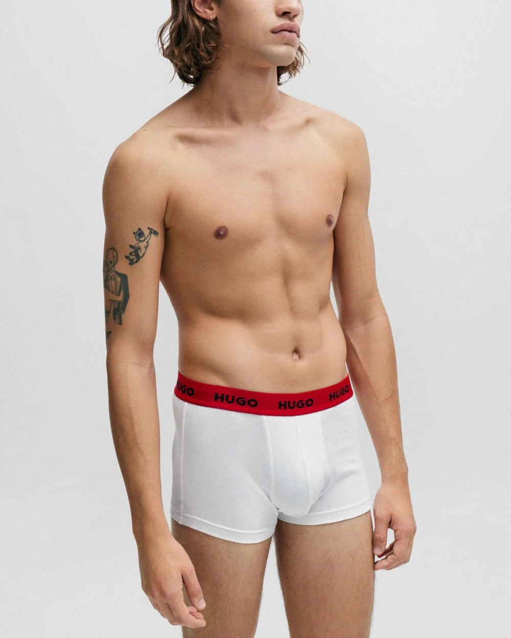 HUGO Triple Pack Mens Trunks - Red/White/Black 972 - Image 2