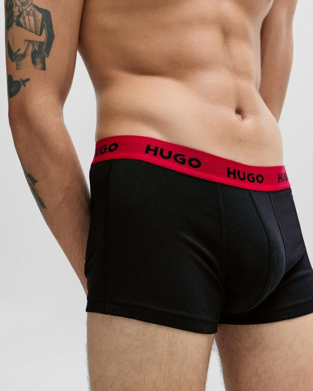 HUGO Triple Pack Mens Trunks - Red/White/Black 972 - Image 4