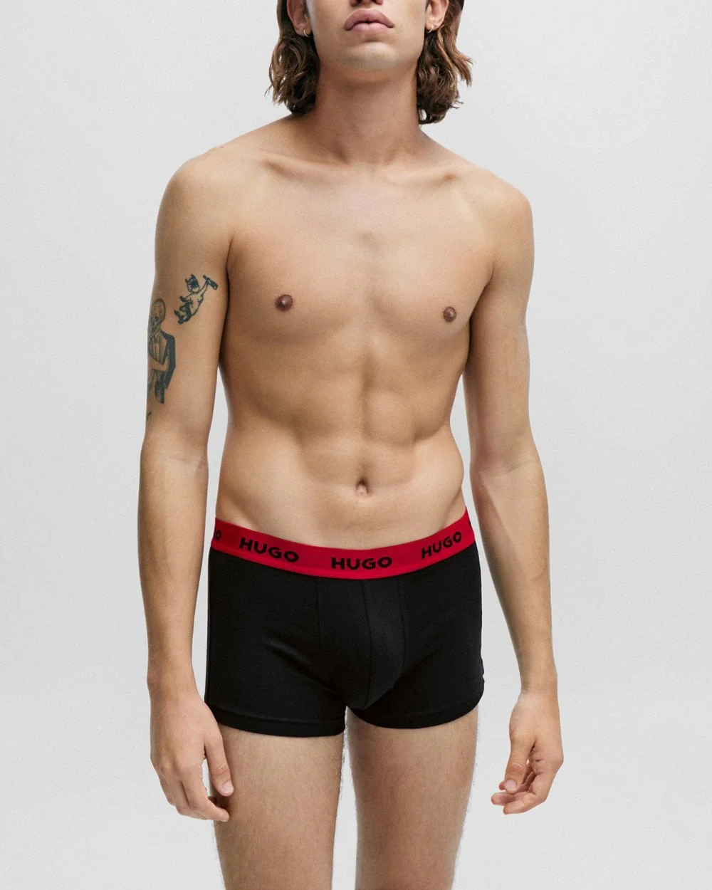 HUGO Triple Pack Mens Trunks - Red/White/Black 972 - Image 6