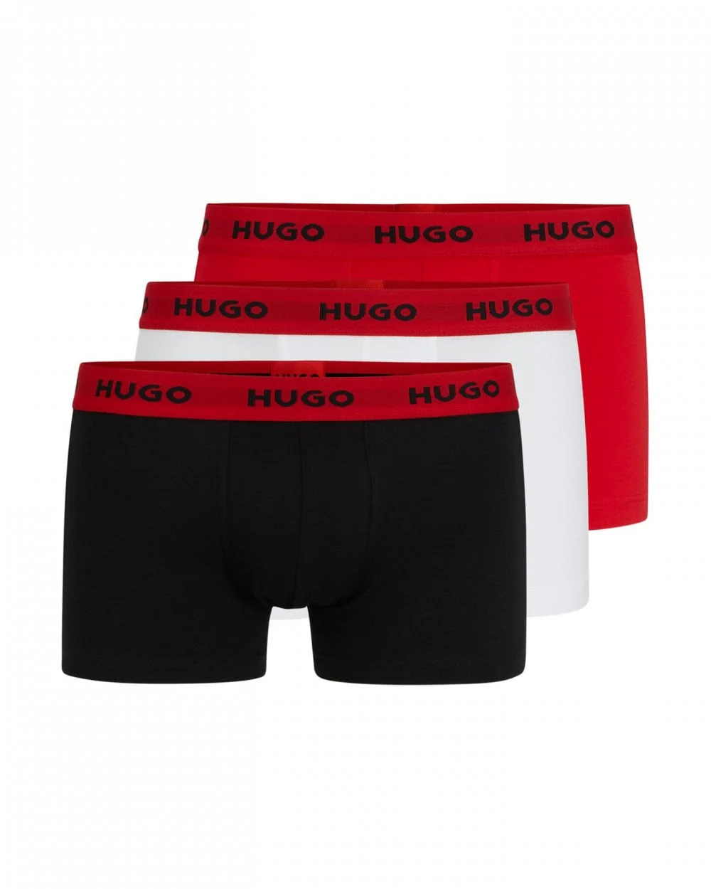 HUGO Triple Pack Mens Trunks - Red/White/Black 972 - Image 7