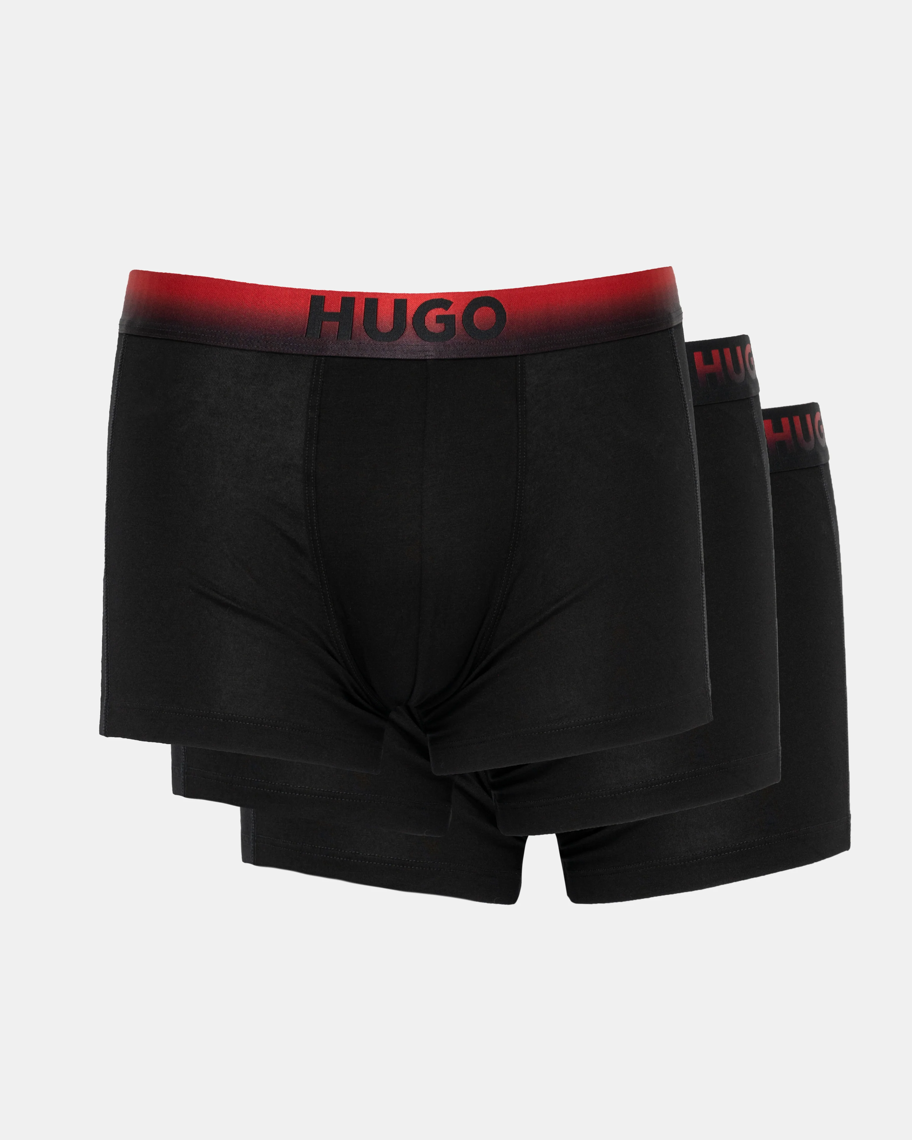 HUGO Mens Spray 3-Pack Trunks - Black 001 - Image 2