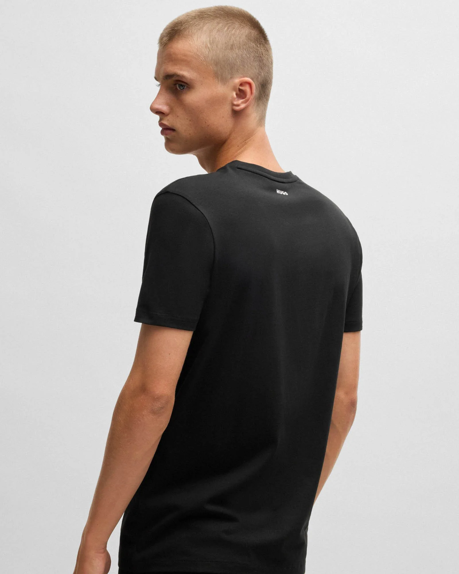 HUGO-V 2-Pack Mens V-Neck T-Shirts in Stretch Cotton - White/Black 960 - Image 5