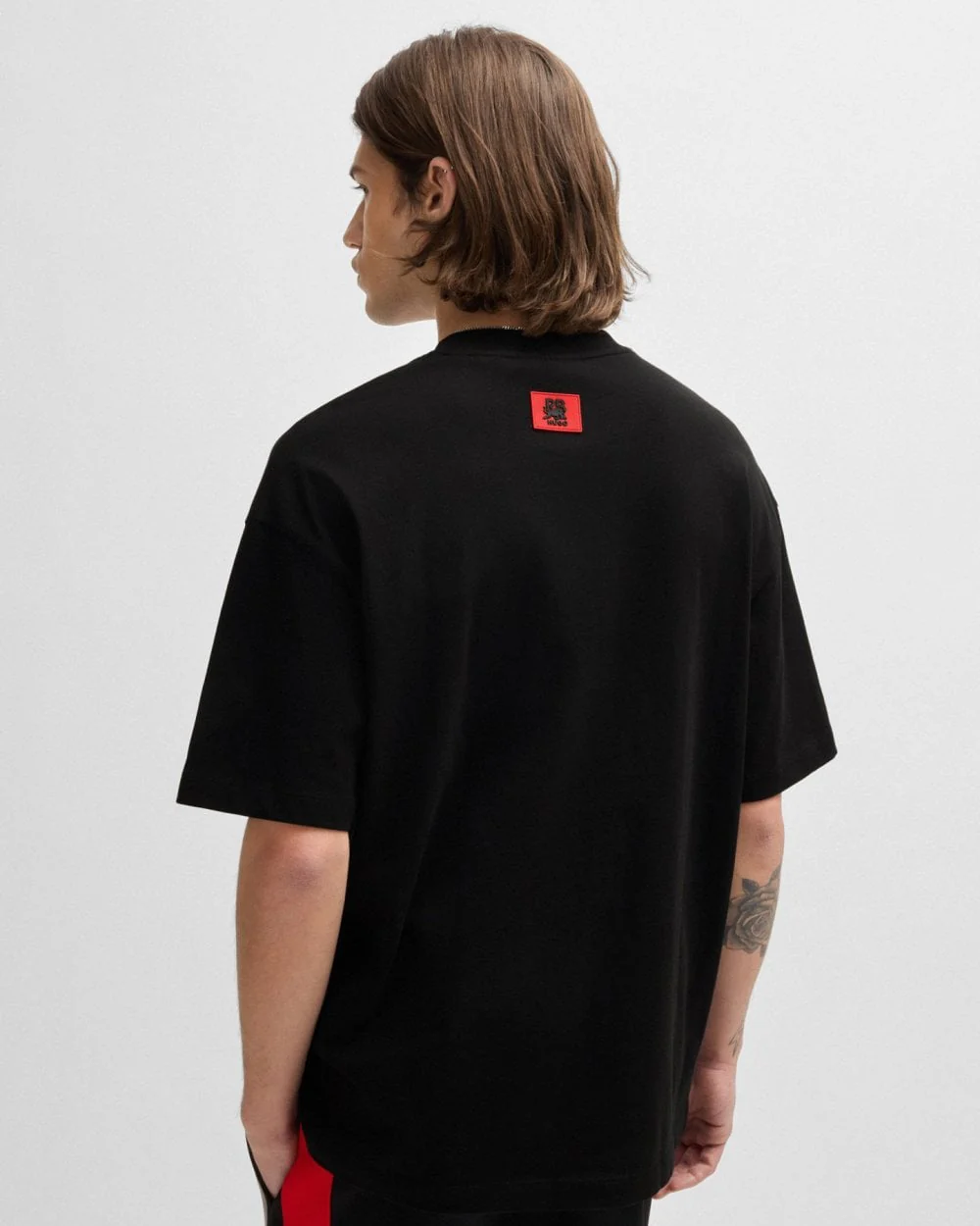 HUGO x RB Danirick Mens Oversized-Fit T-Shirt with Signature Red Bull Motif - Image 4