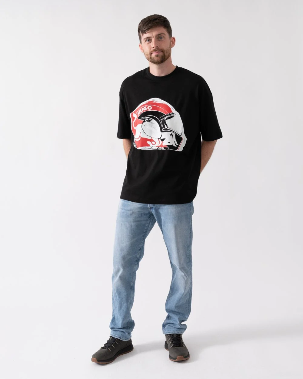 HUGO x RB Dit Mens T-Shirt with Red Bull Graphic Print - Image 3