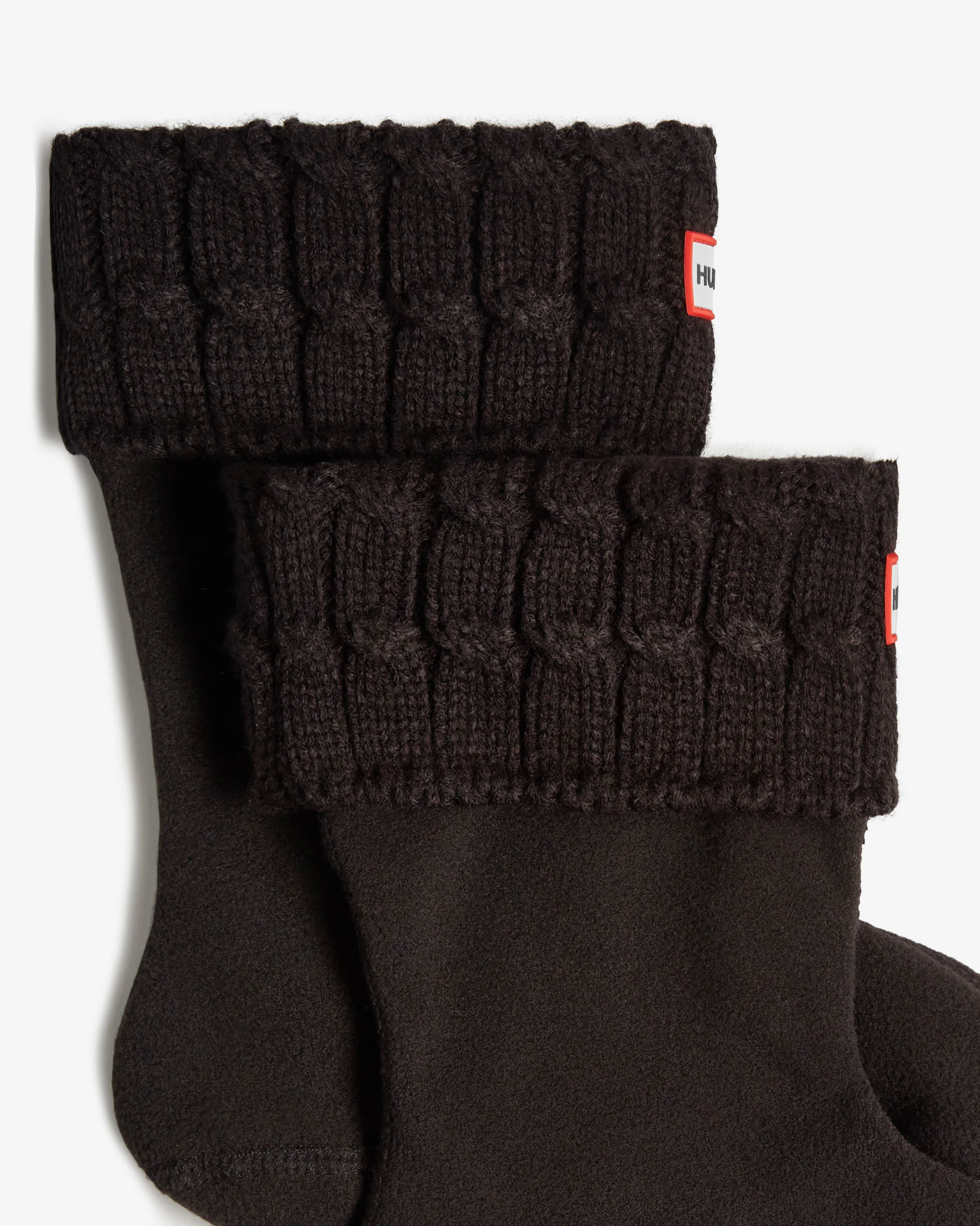 Hunter 6 Stitch Cable Short Boot Sock - Black - Image 2