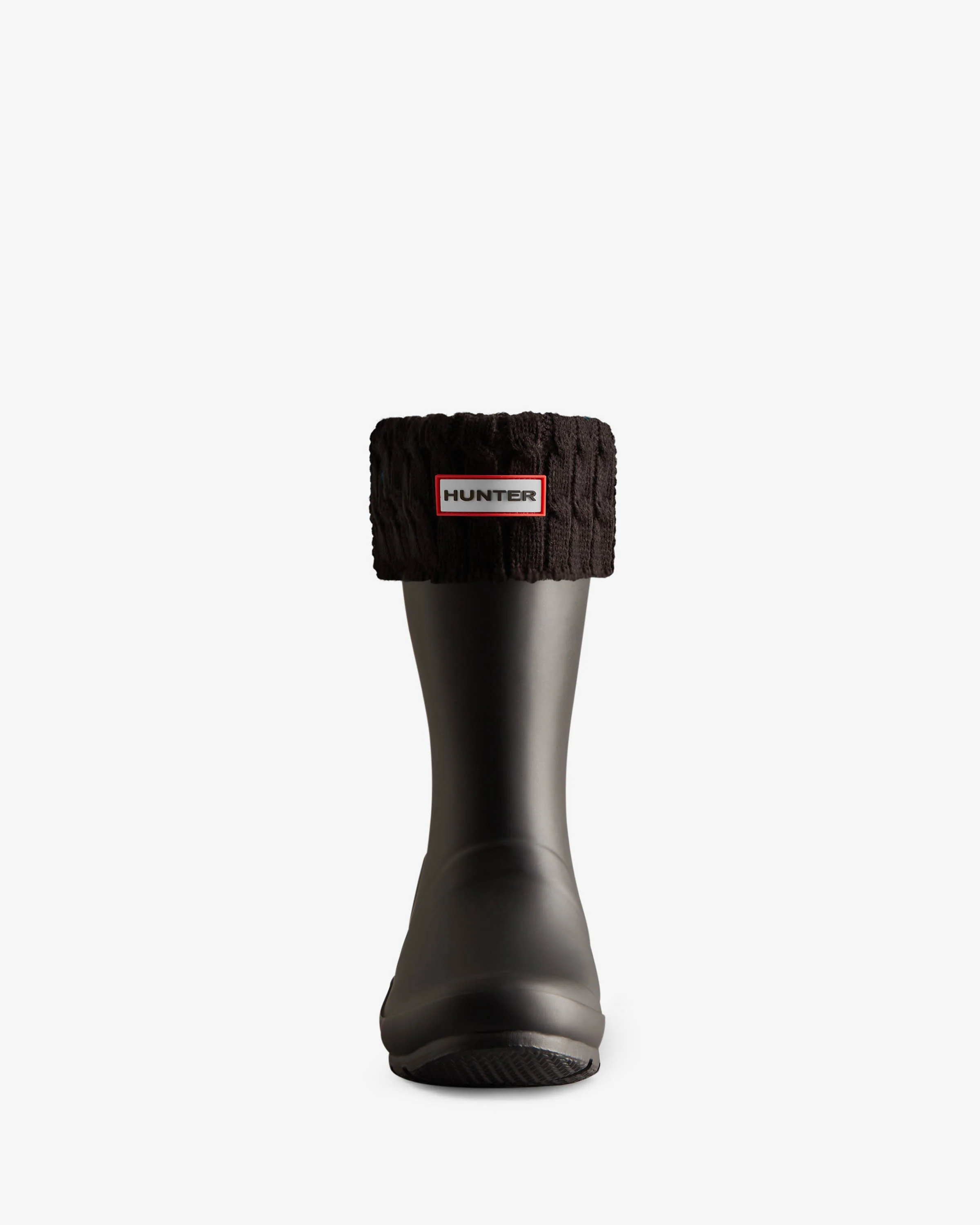Hunter 6 Stitch Cable Short Boot Sock - Black - Image 3