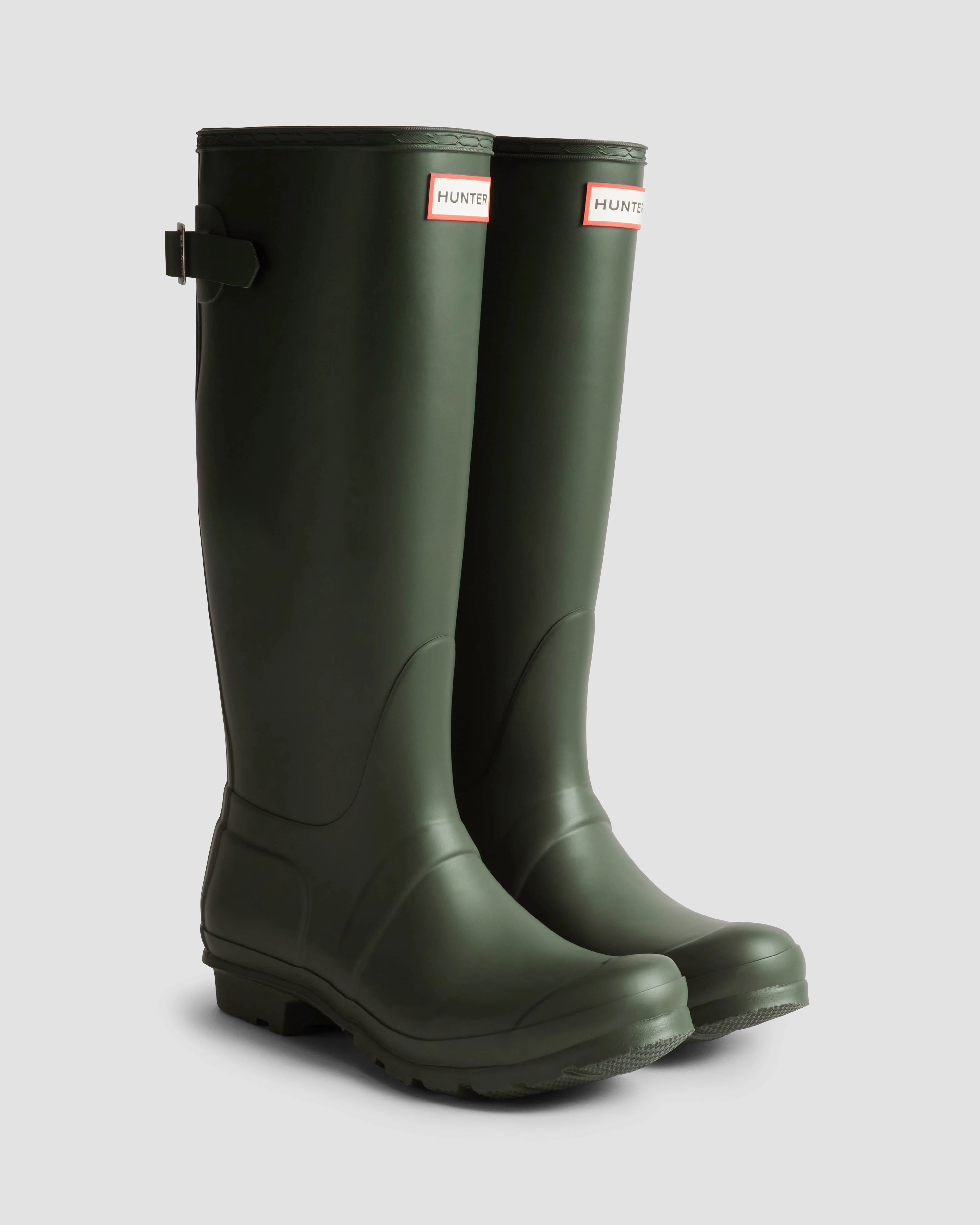 Hunter Original Tall Back Adjustable Womens Wellies - Dark Olive - Image 2
