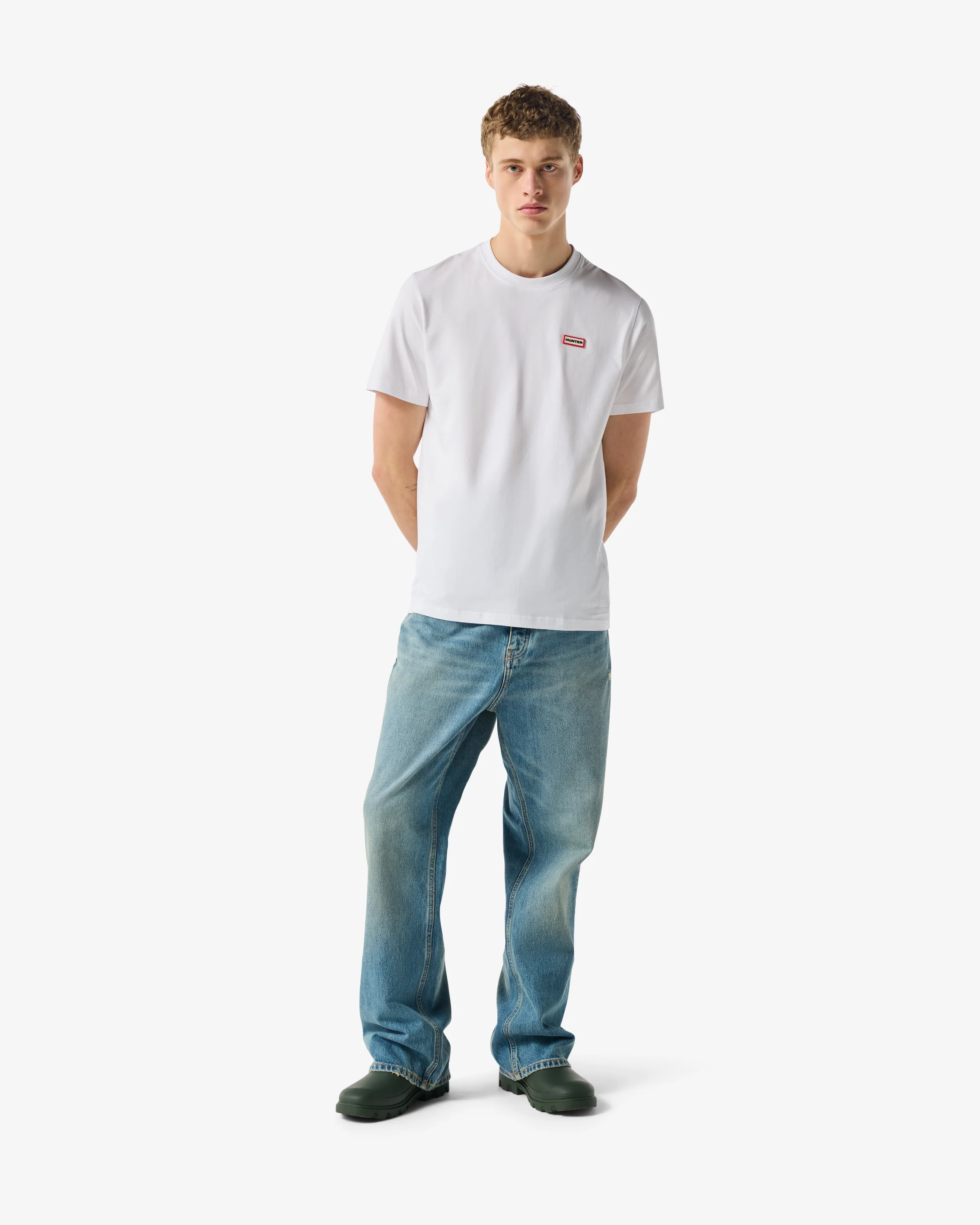 Hunter Red Label Essentials Mens Logo T-Shirt - Hunter White - Image 2