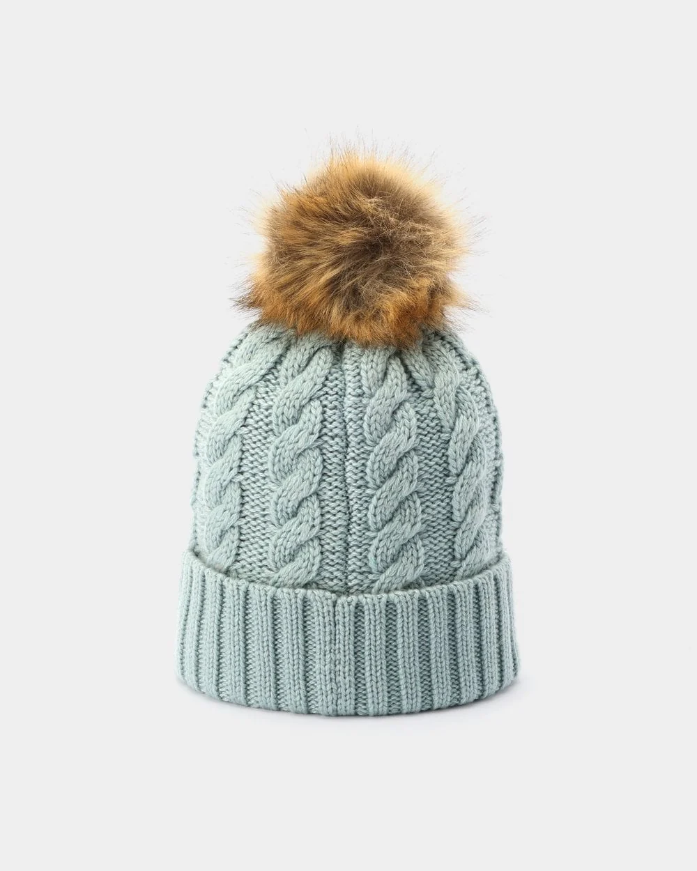 Hunter Unisex Cable Knit Beanie With Pom - Shifting Blue - Image 4