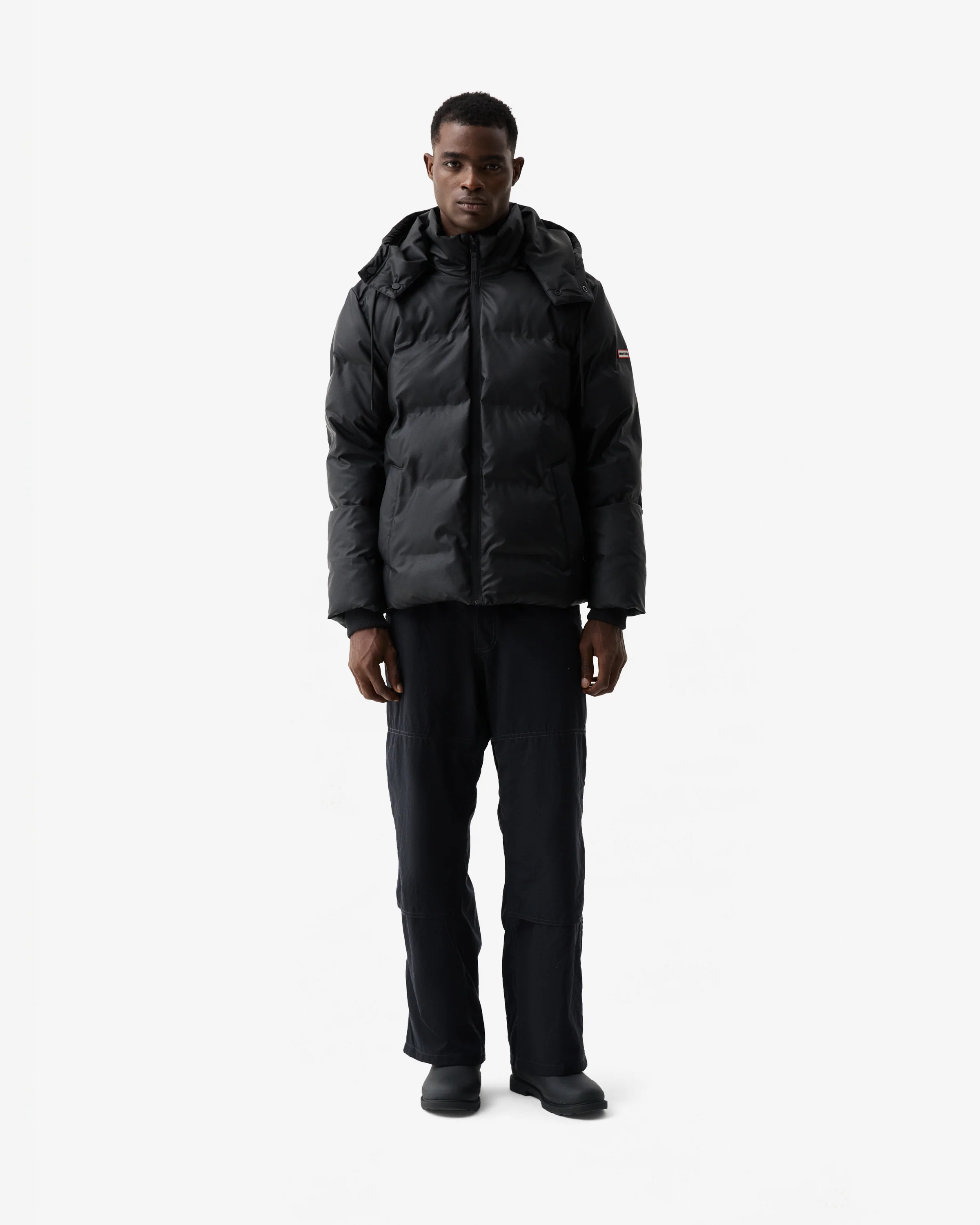 Hunter Wiley Mens PU Coated Puffer Jacket - Black - Image 2