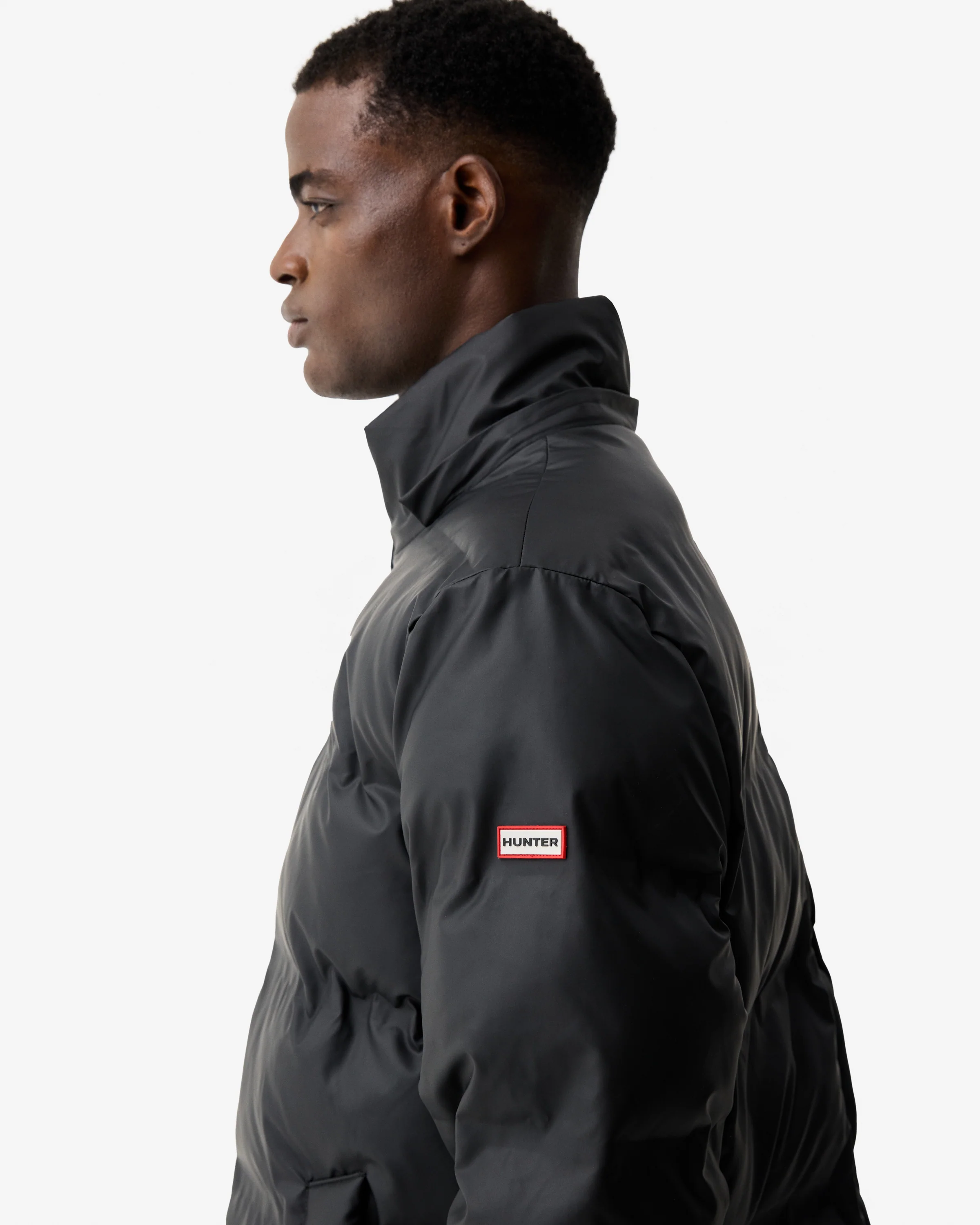 Hunter Wiley Mens PU Coated Puffer Jacket - Black - Image 4