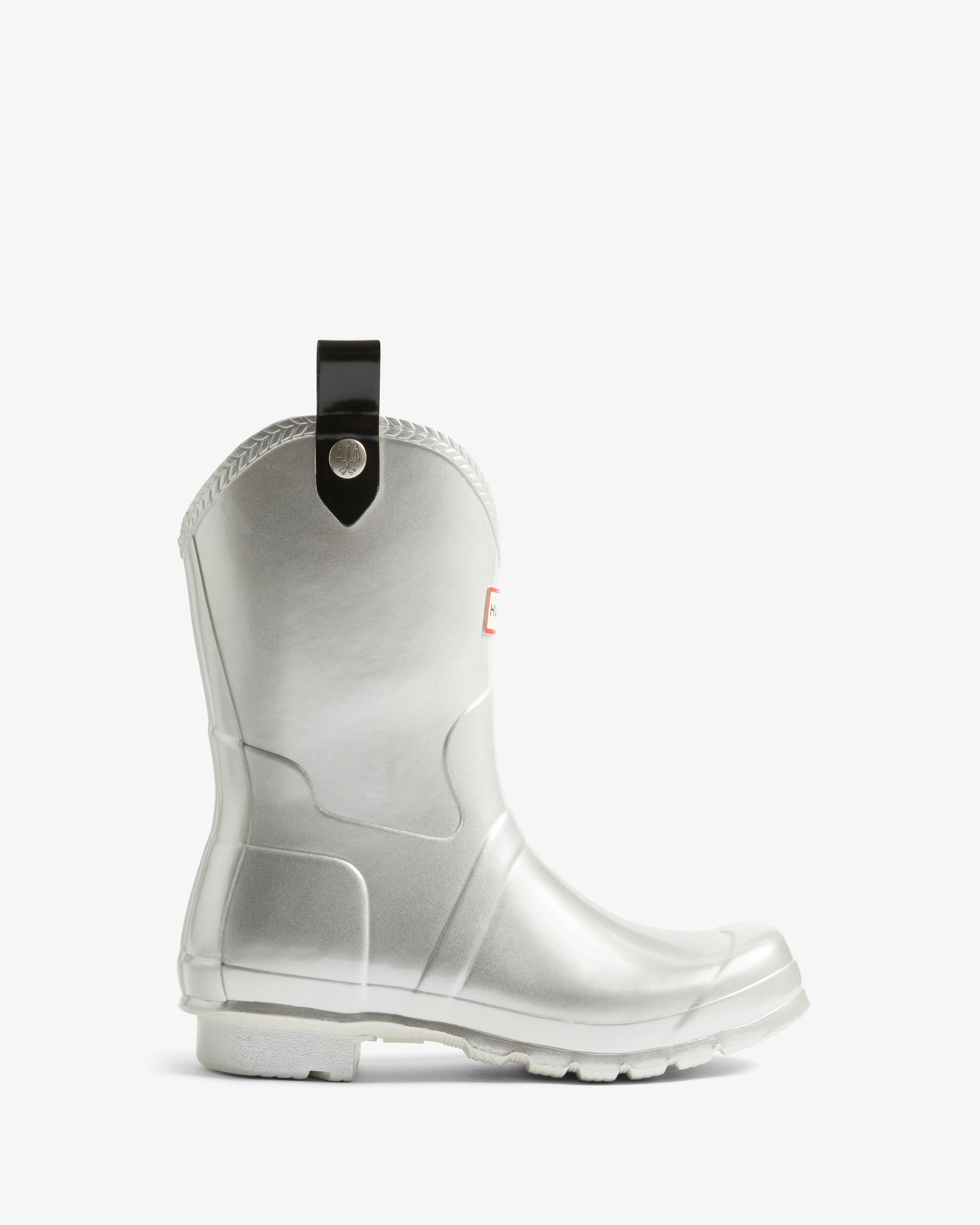 Hunter Womens Original Metallic Cowboy Boot Wellies - Silver - Image 2