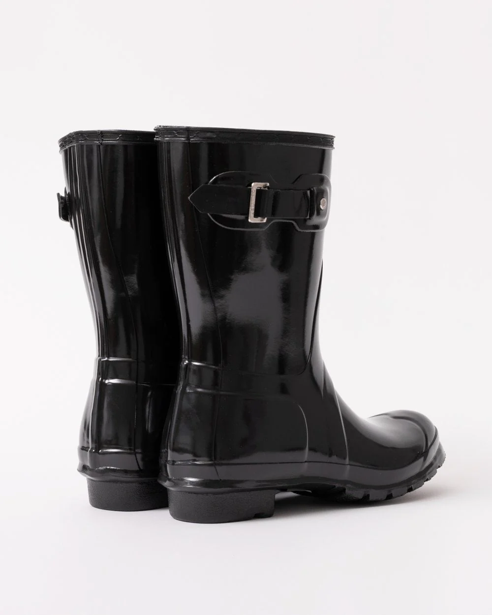 Hunter Womens Original Short Gloss Wellington Boots - Black - Image 2