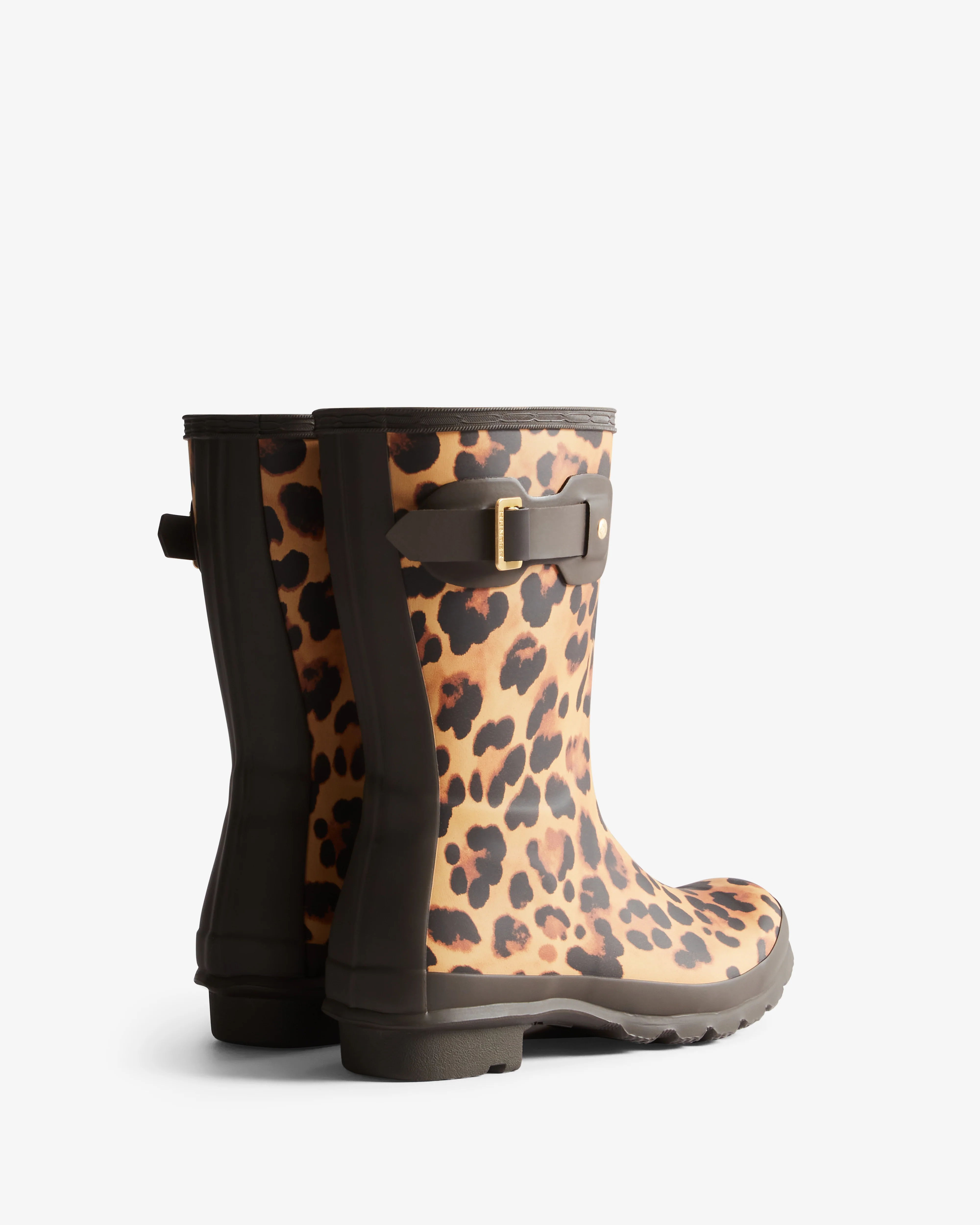 Hunter Womens Original Short Leopard Boot - Leopard Print/Chocolate Brown - Image 3
