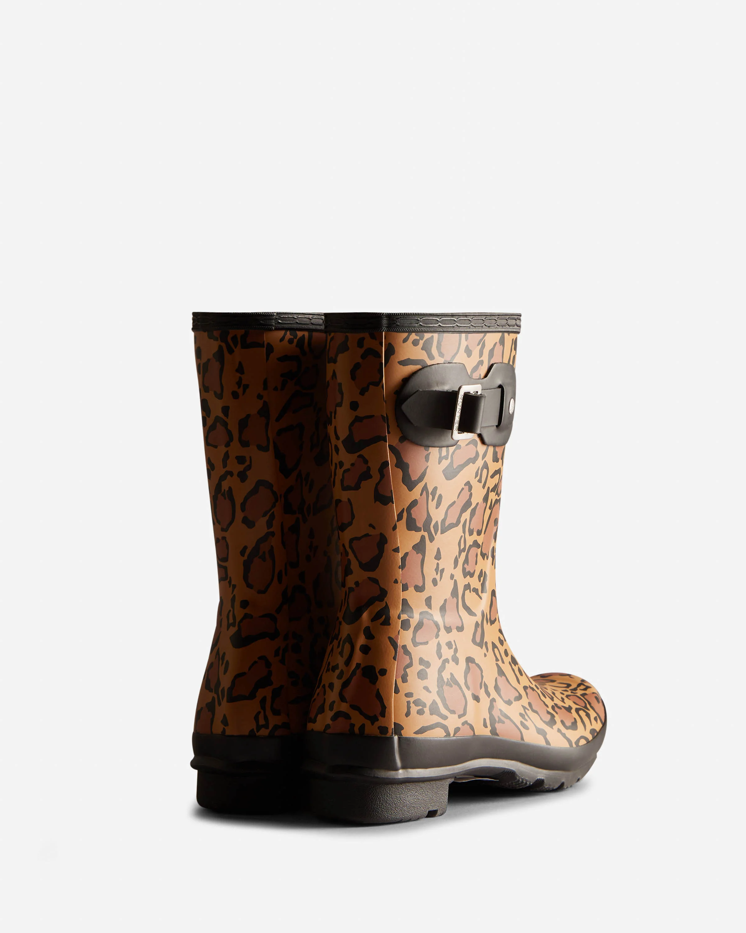 Hunter Womens Original Short Leopard Print Boot - Rich Tan/Saddle/Black - Image 3