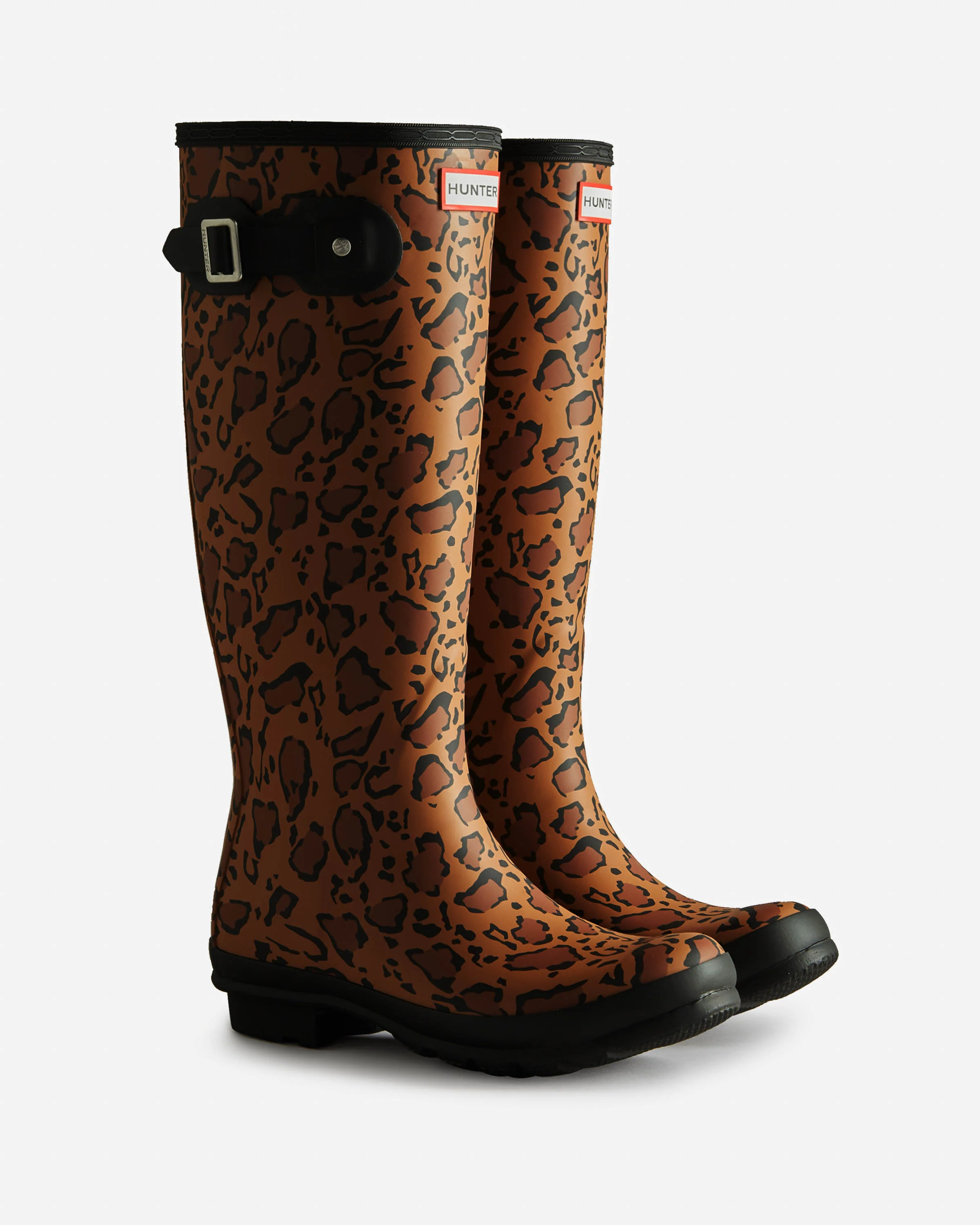 Hunter Womens Original Tall Leopard Print Boot - Rich Tan/Saddle/Black - Image 2