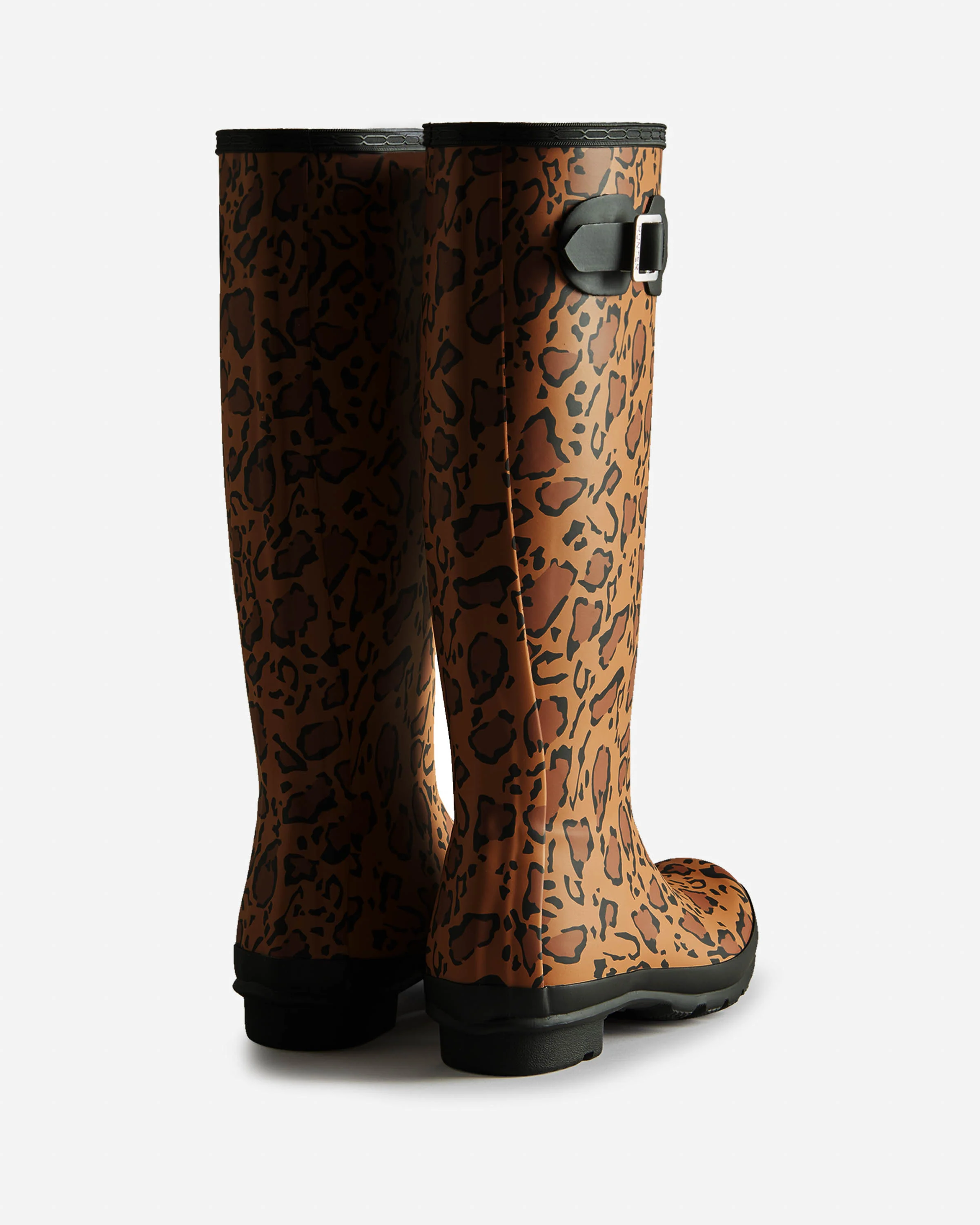 Hunter Womens Original Tall Leopard Print Boot - Rich Tan/Saddle/Black - Image 3