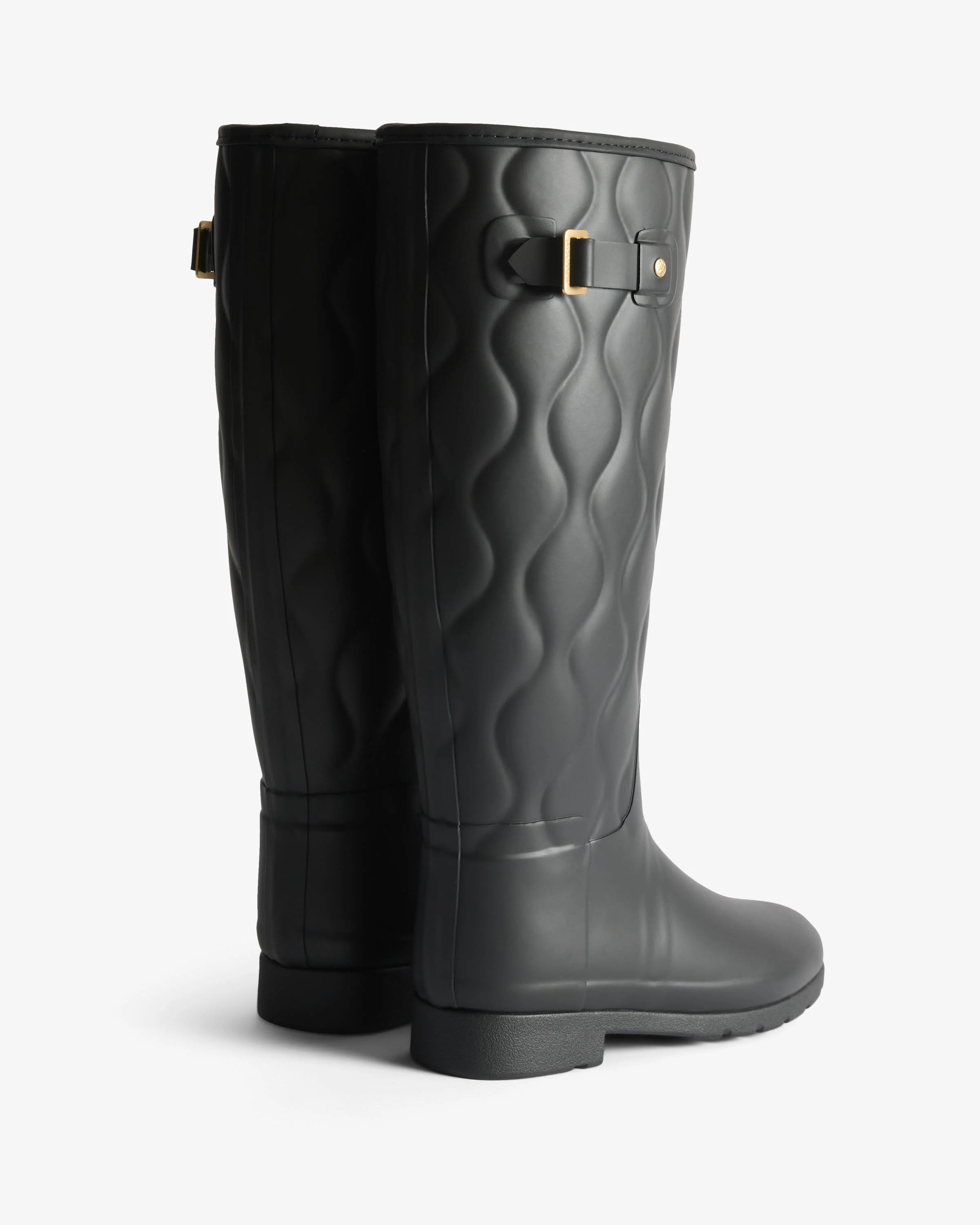 Hunter Womens Originals Refined Tall Onion Quilt Boots - Black - Image 2