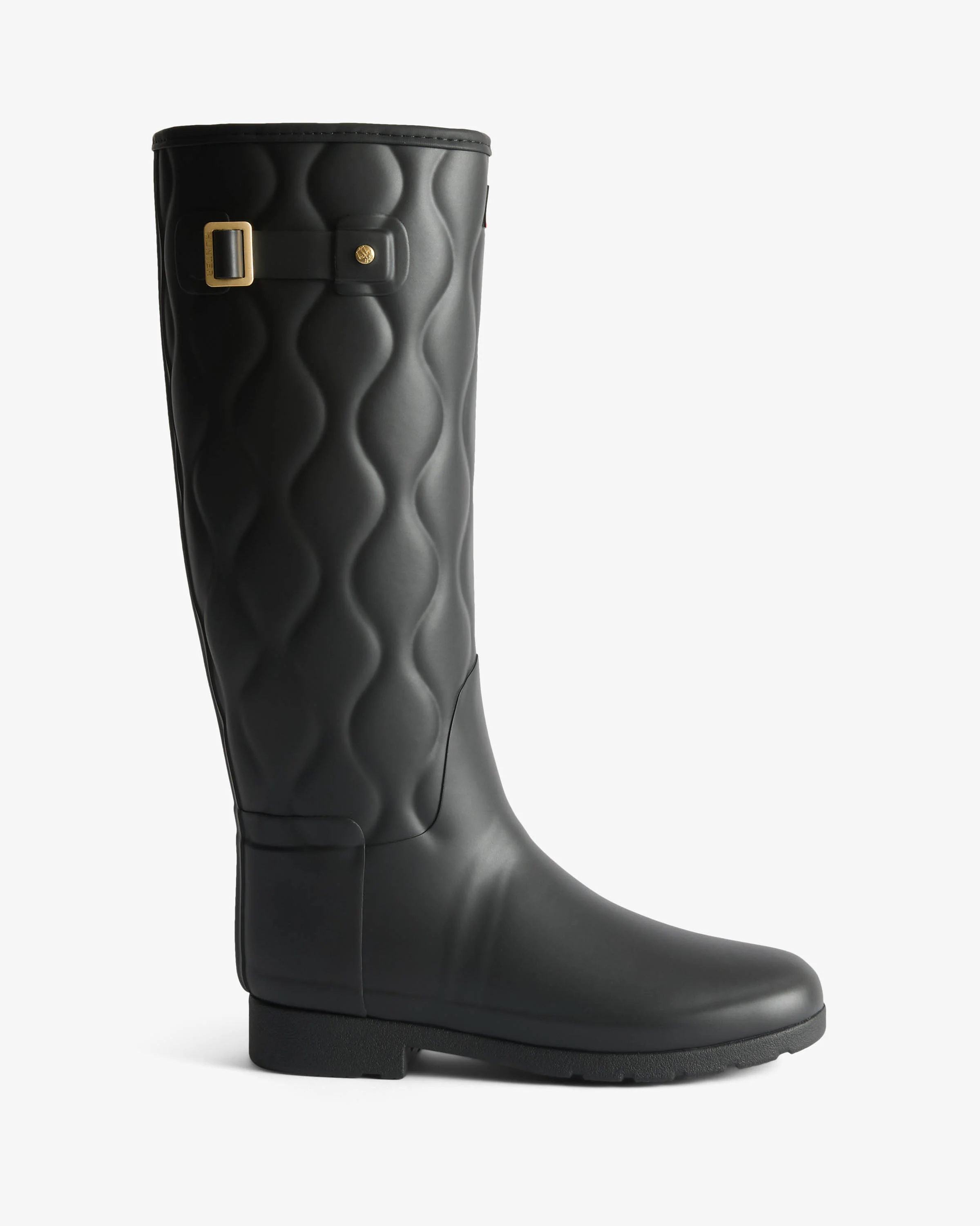 Hunter Womens Originals Refined Tall Onion Quilt Boots - Black - Image 3