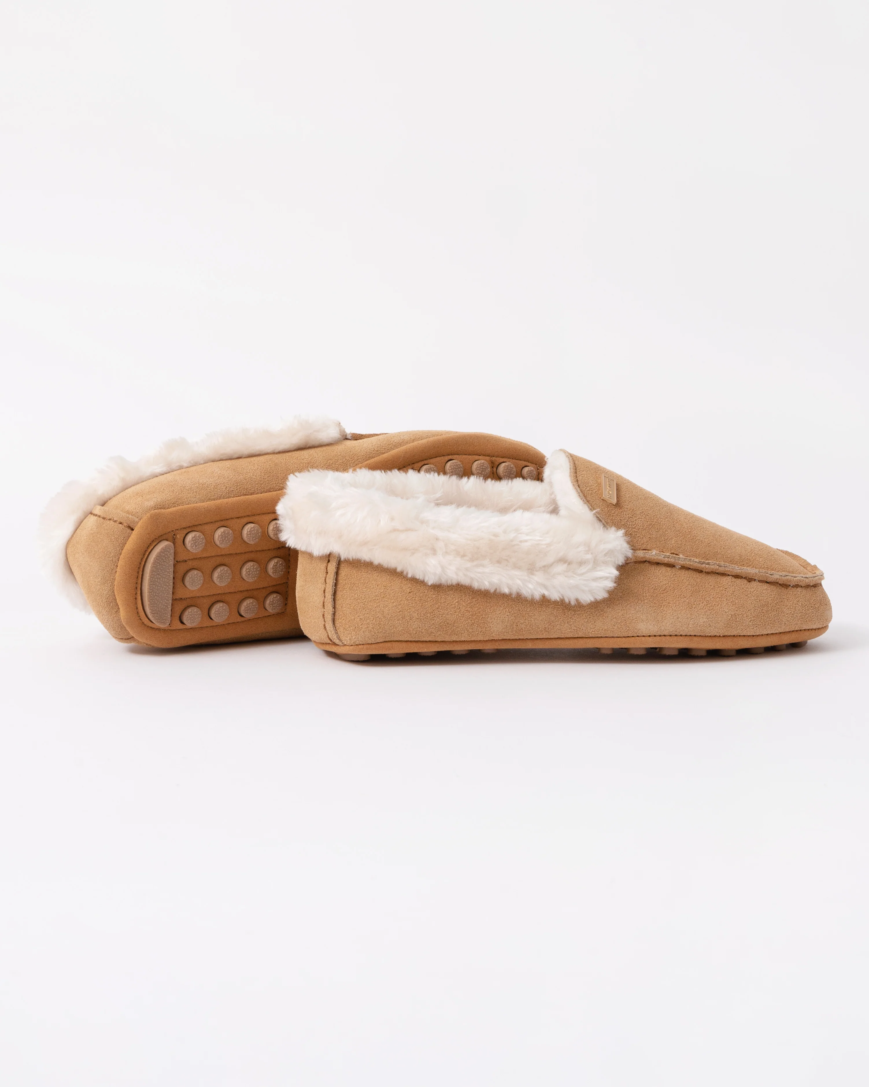 Hunter Womens Sherpa Collar Moccasin Slippers - Biscuit - Image 3