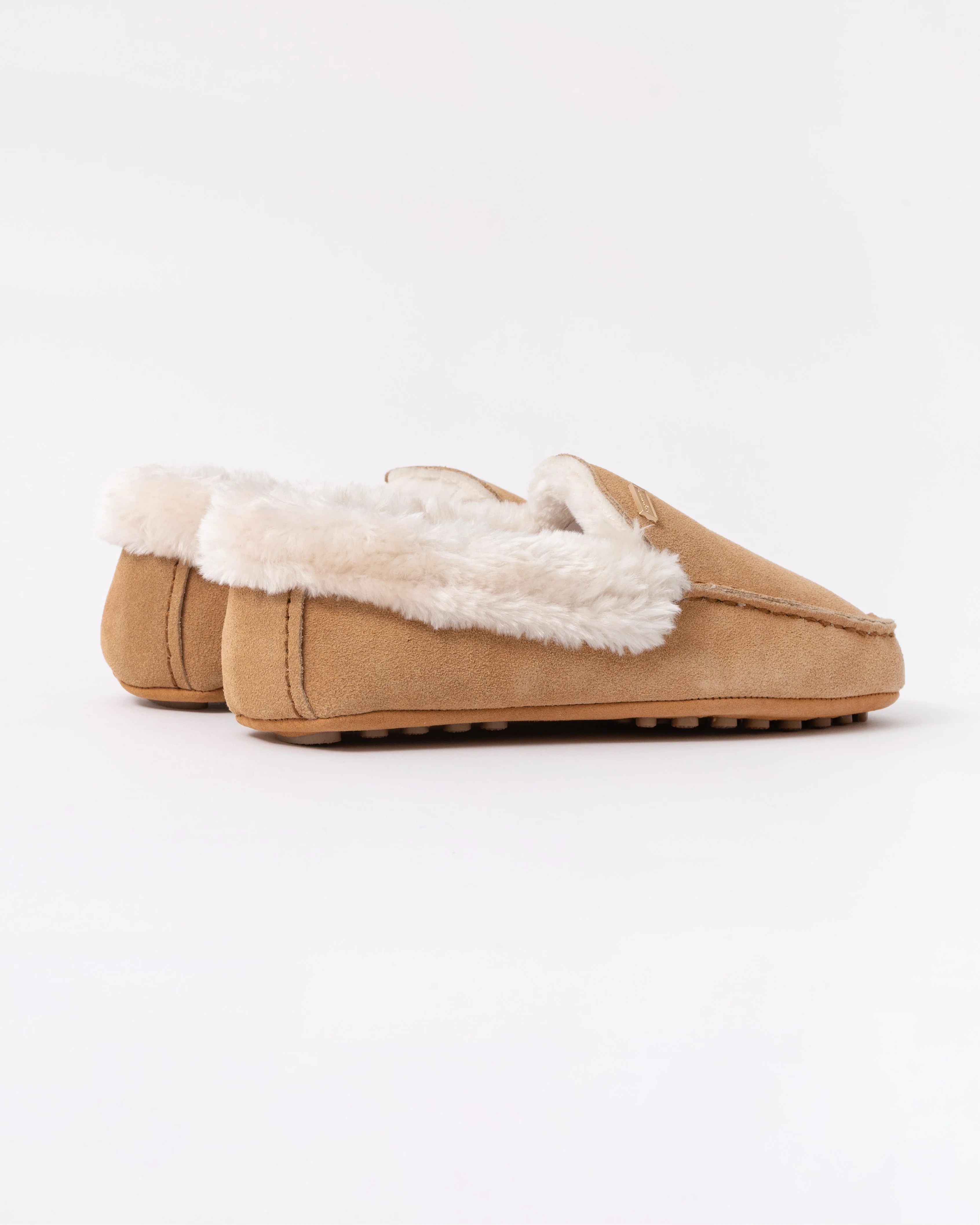 Hunter Womens Sherpa Collar Moccasin Slippers - Biscuit - Image 4