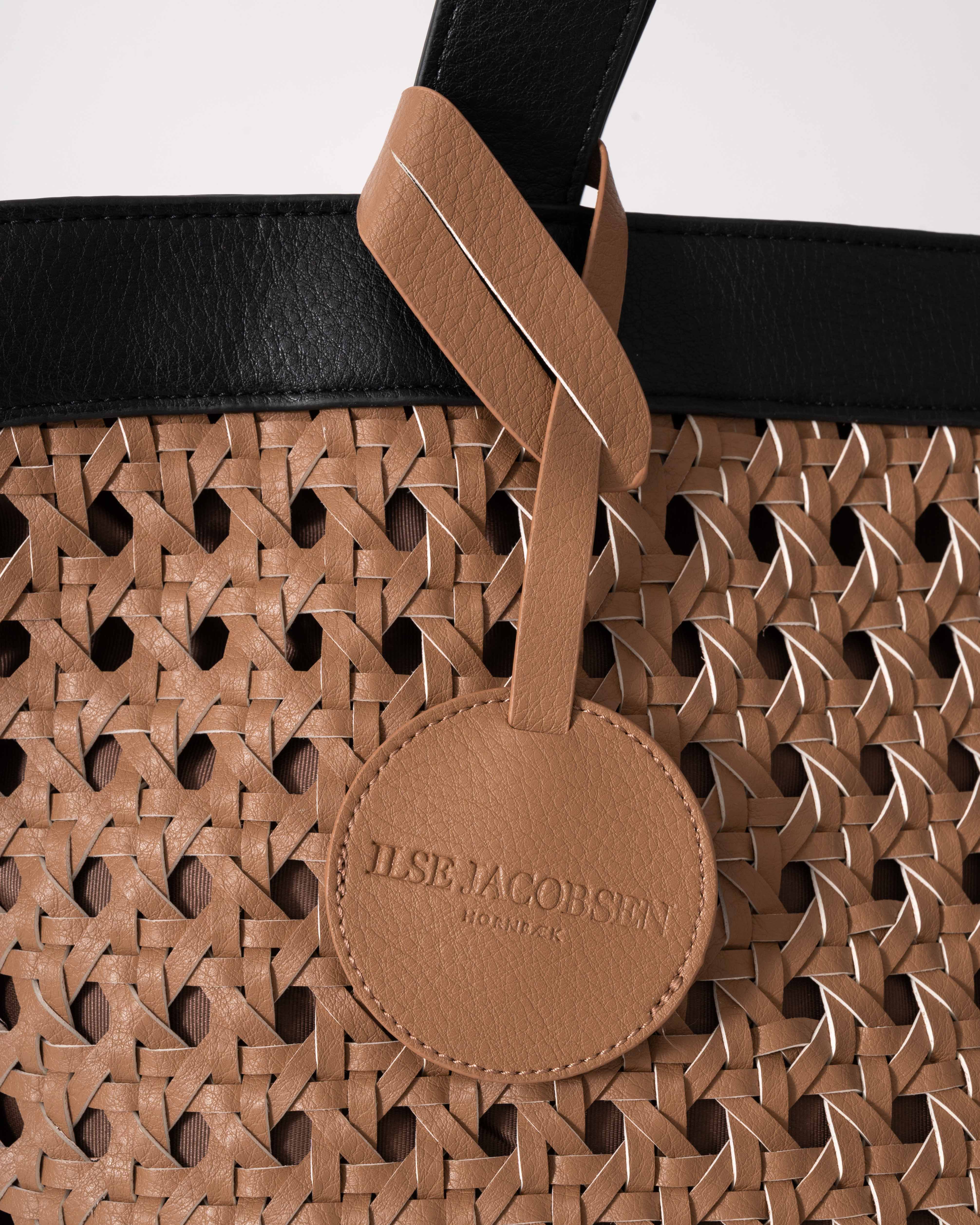 Ilse Jacobsen Braided Shopper With Black Detailing - Mocca Black 248001 - Image 2