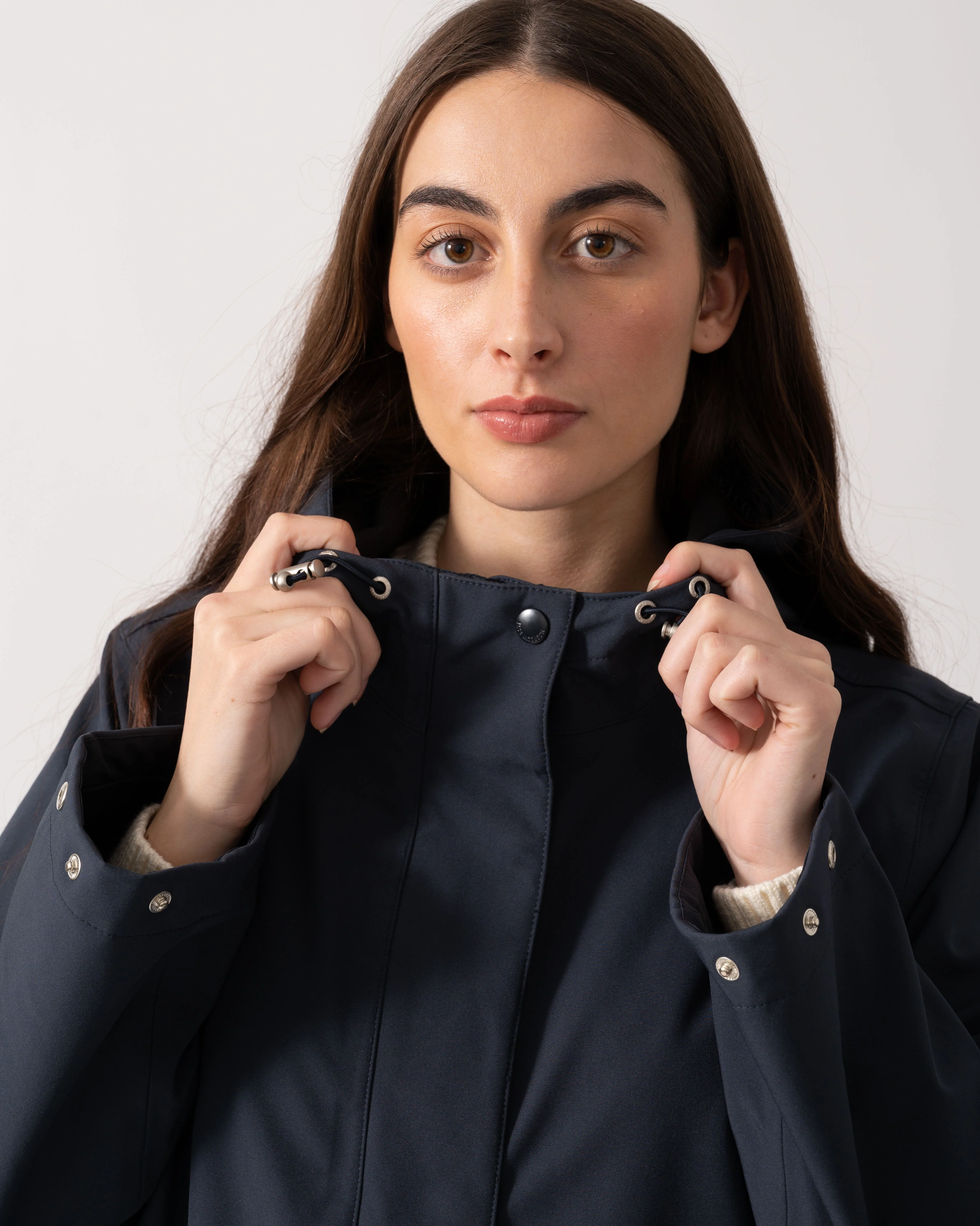 Ilse Jacobsen Daybreak Womens Long Softshell Raincoat - Dark Indigo 660 - Image 4