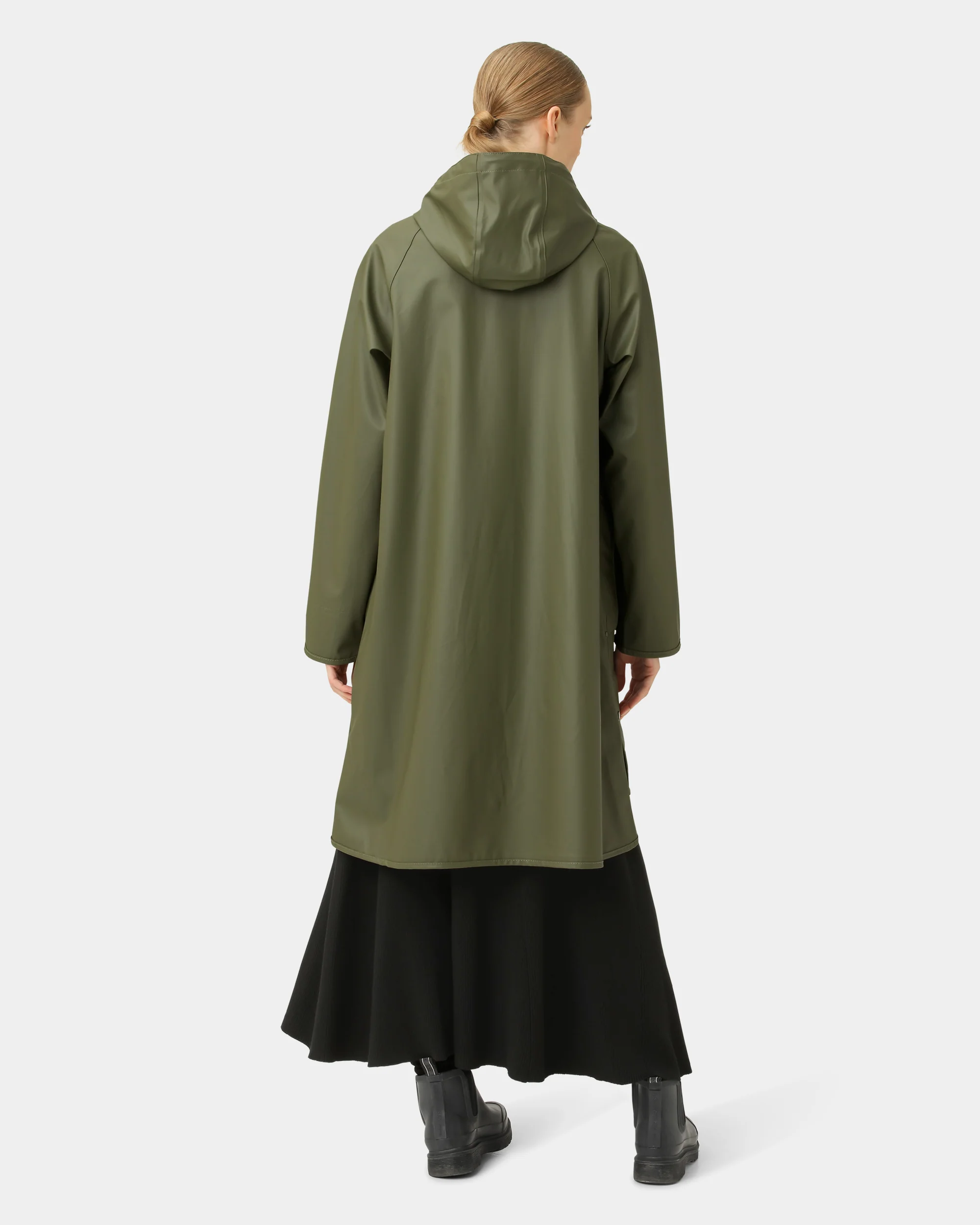 Ilse Jacobsen Rain Womens A-Line Rubberised Raincoat - Army 410 - Image 4
