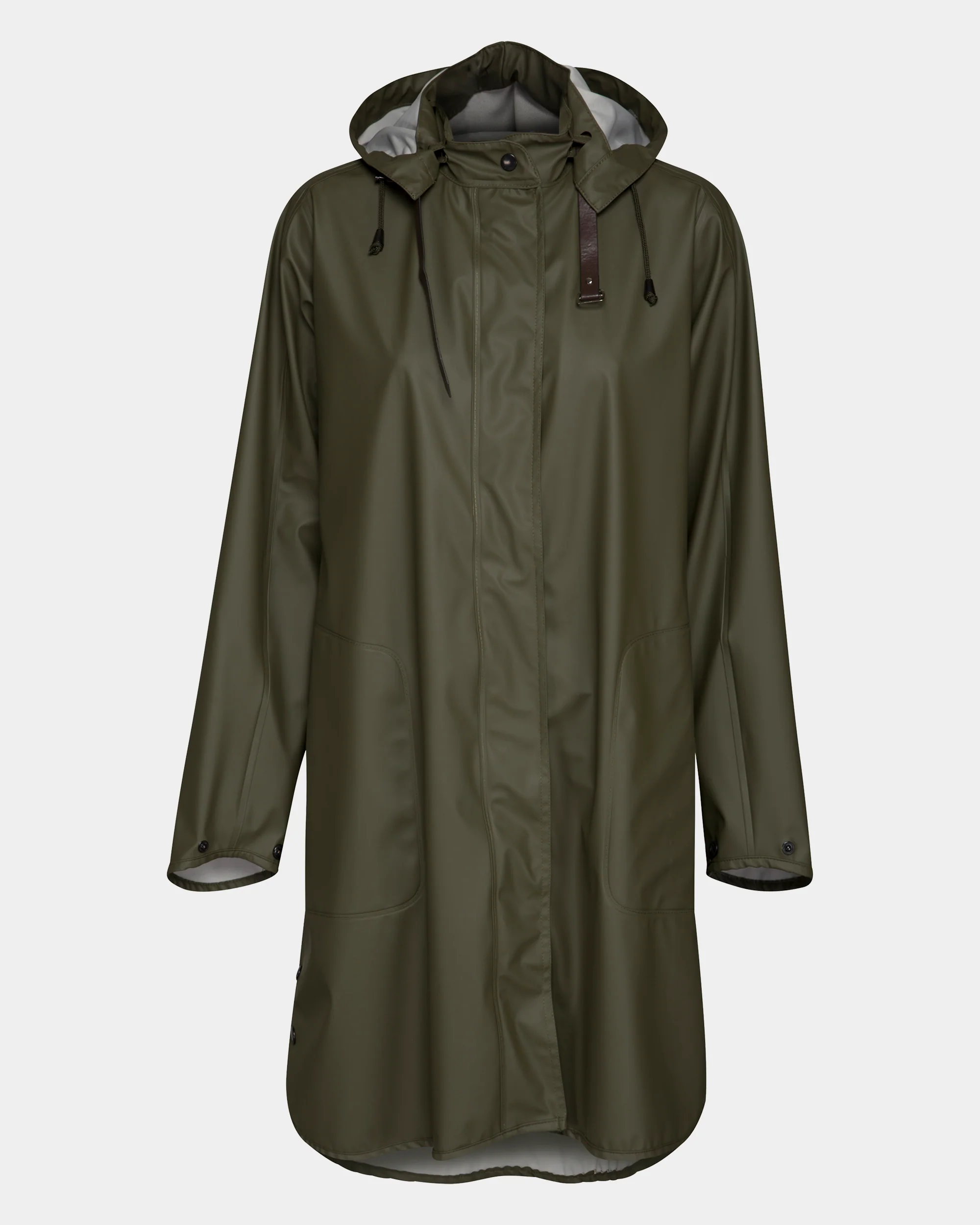 Ilse Jacobsen Rain Womens A-Line Rubberised Raincoat - Army 410 - Image 5