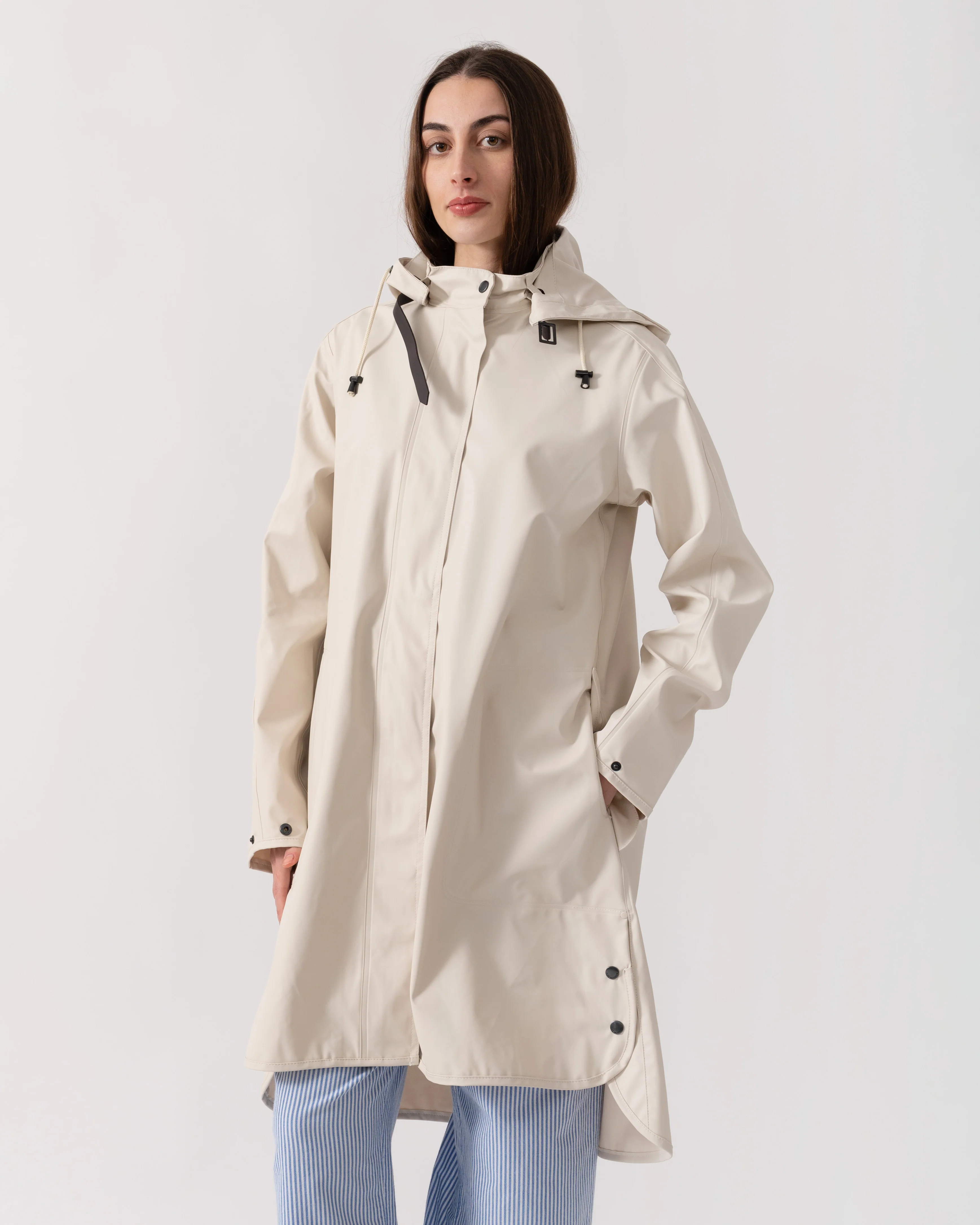 Ilse Jacobsen Rain Womens A-Line Rubberised Raincoat - Milk Creme 121 - Image 3