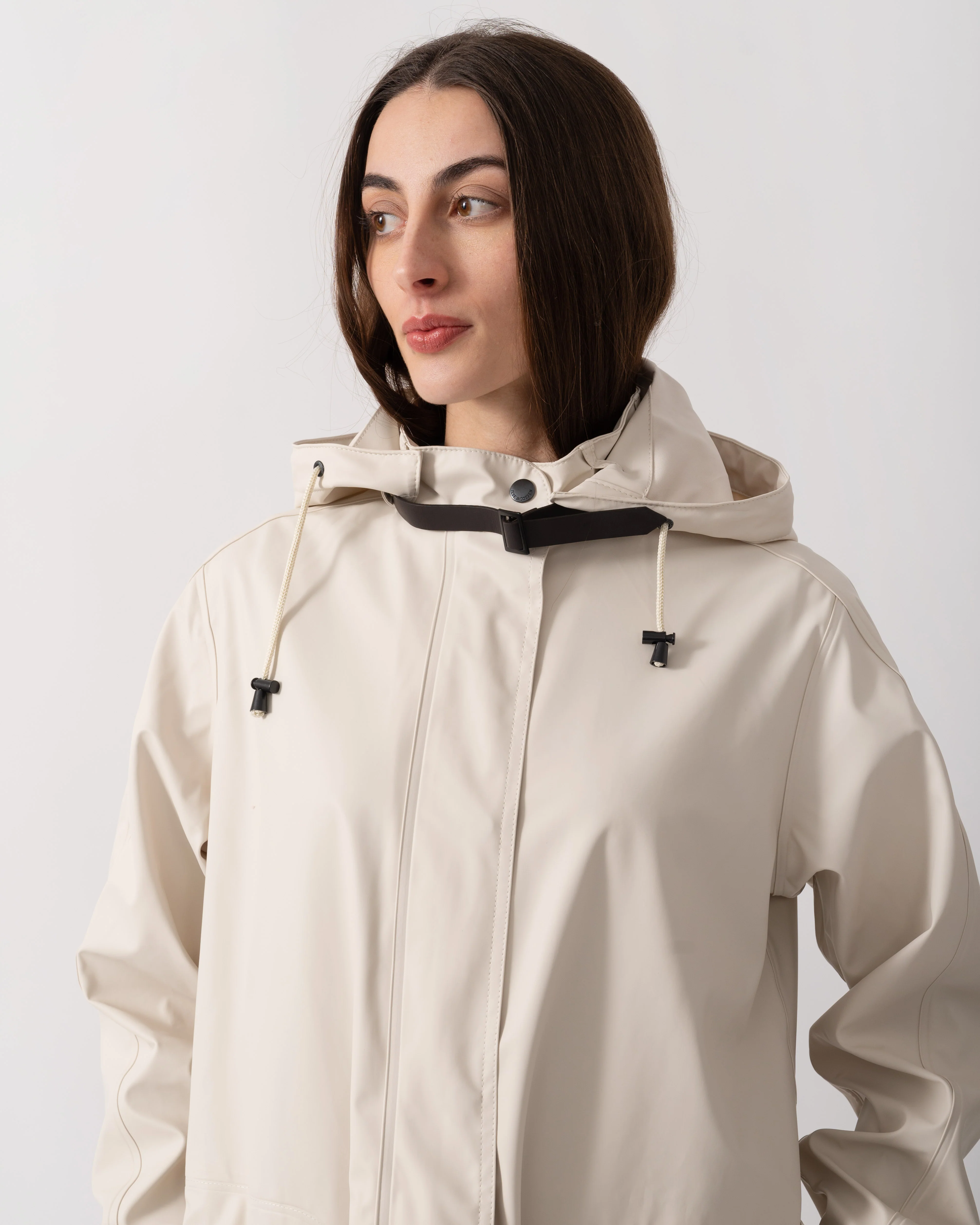 Ilse Jacobsen Rain Womens A-Line Rubberised Raincoat - Milk Creme 121 - Image 4