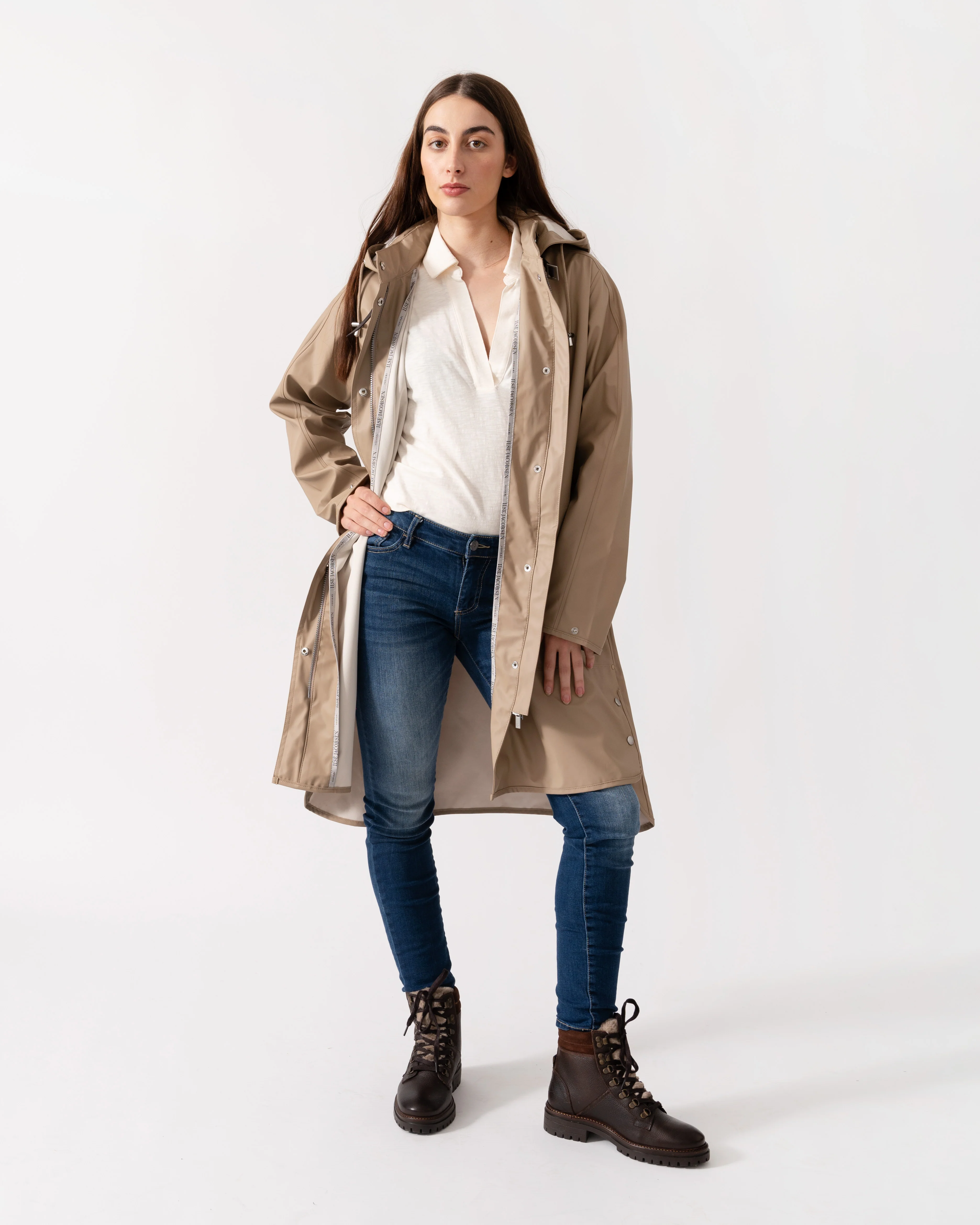 Ilse Jacobsen Rain Womens A-Line Rubberised Raincoat - Wheat 222 - Image 2