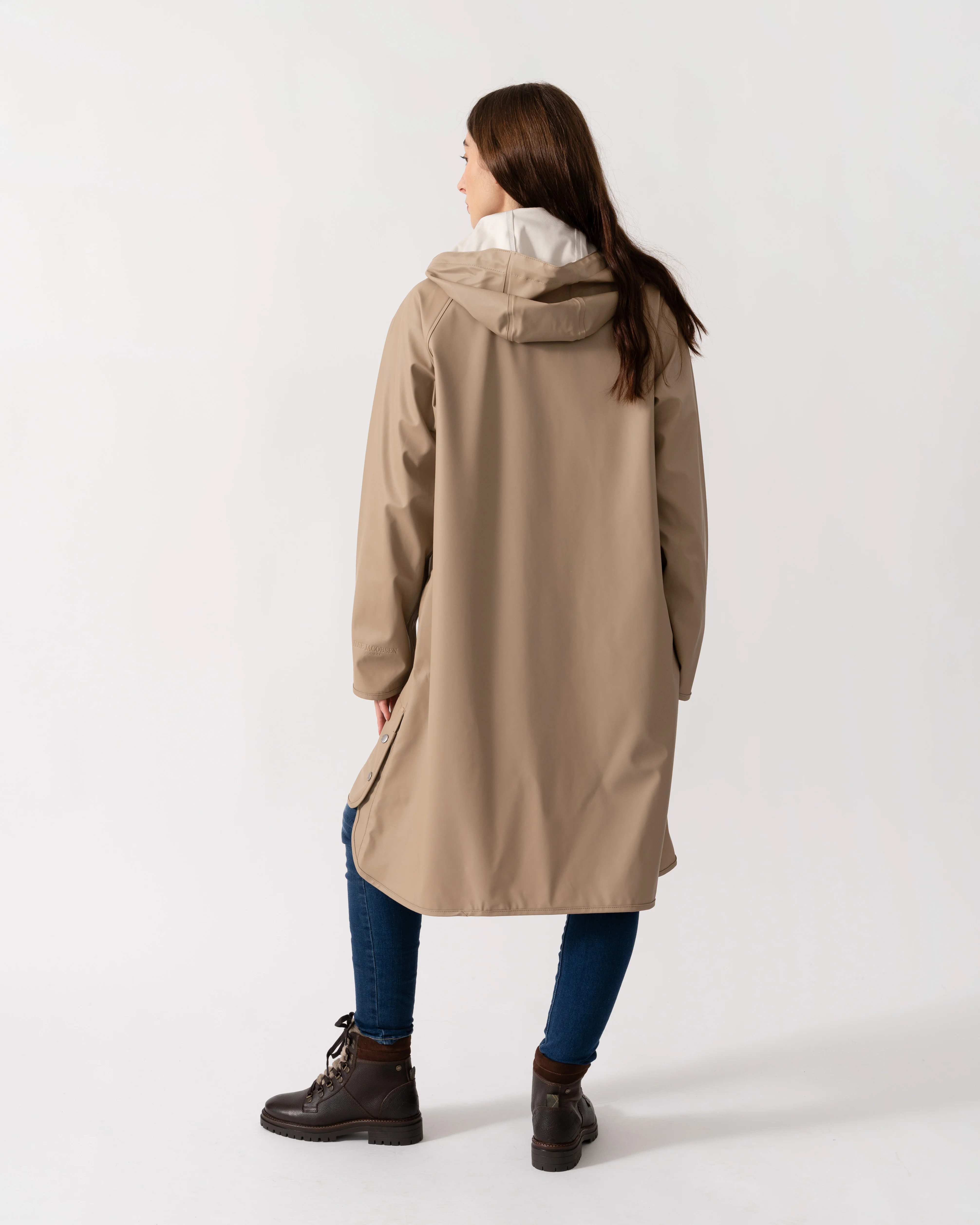 Ilse Jacobsen Rain Womens A-Line Rubberised Raincoat - Wheat 222 - Image 3