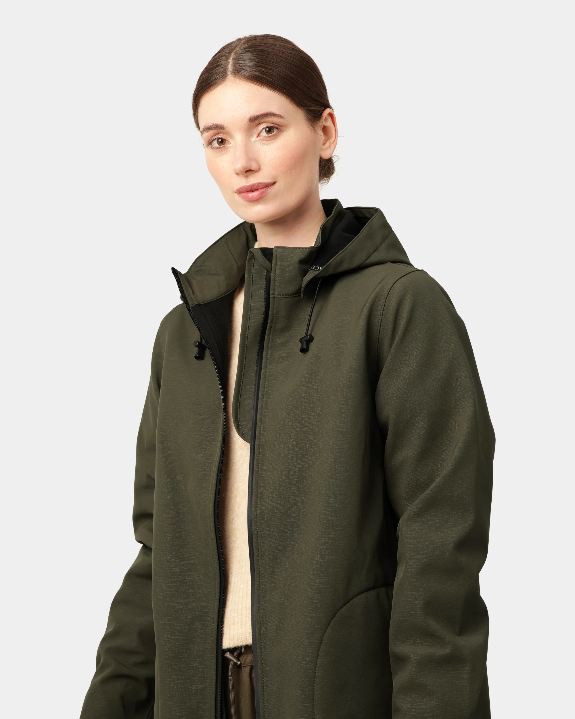 Ilse Jacobsen Rain Womens A-Line Softshell Raincoat - Army 410 - Image 2