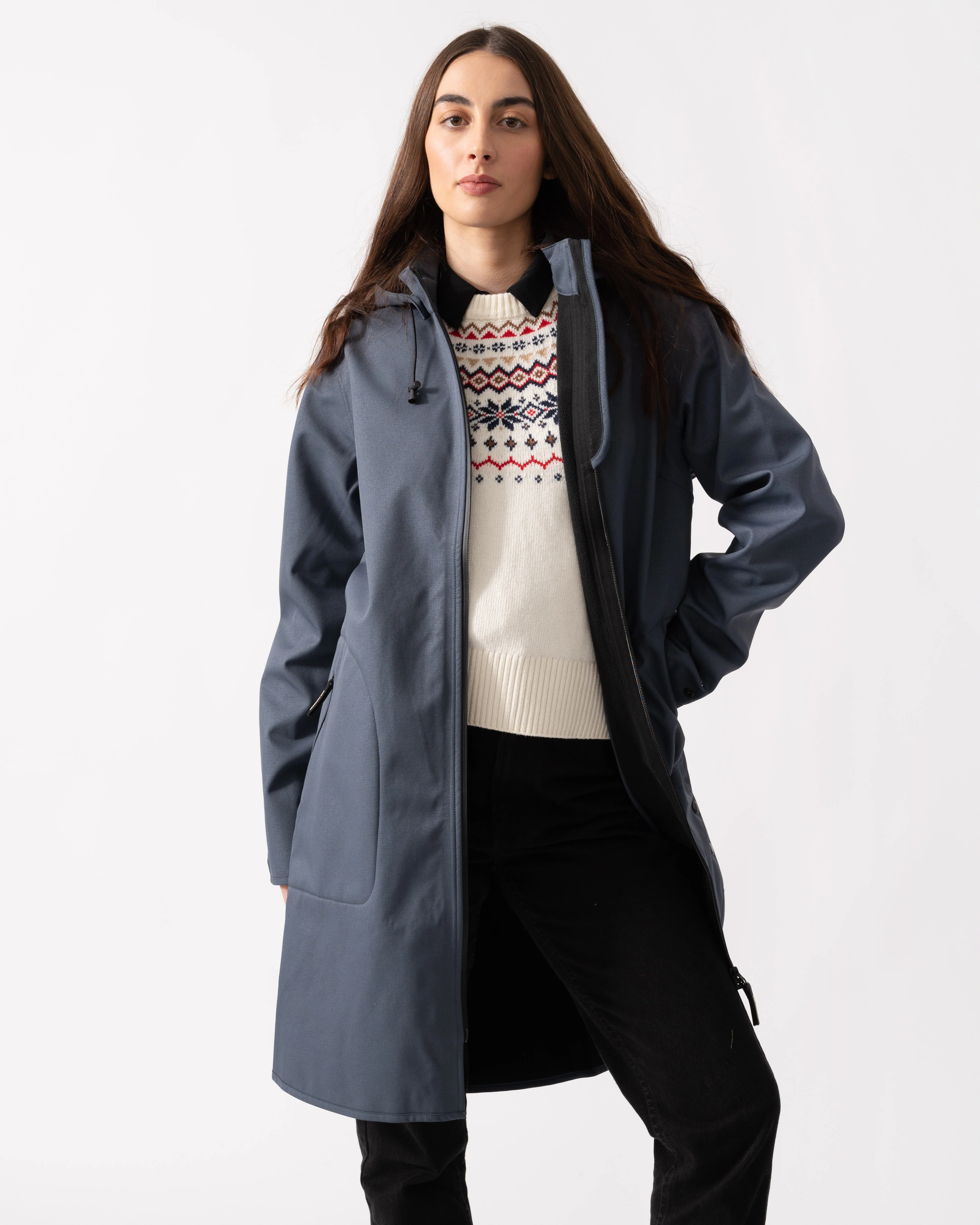 Ilse Jacobsen Rain Womens A-Line Softshell Raincoat - Ombre Blue 604 - Image 3