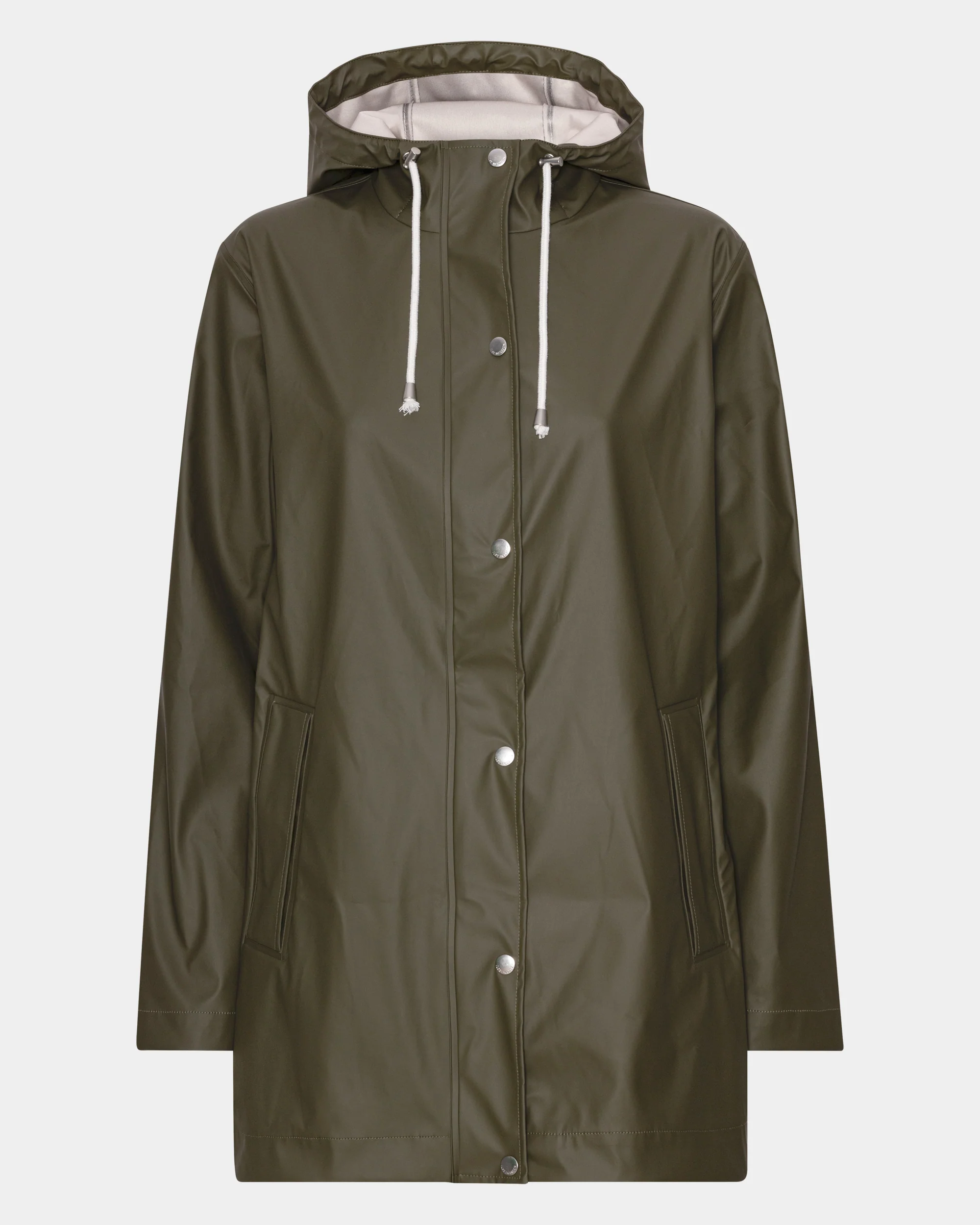 Ilse Jacobsen Rain Womens Short Rubberised Raincoat - Army 410 - Image 5