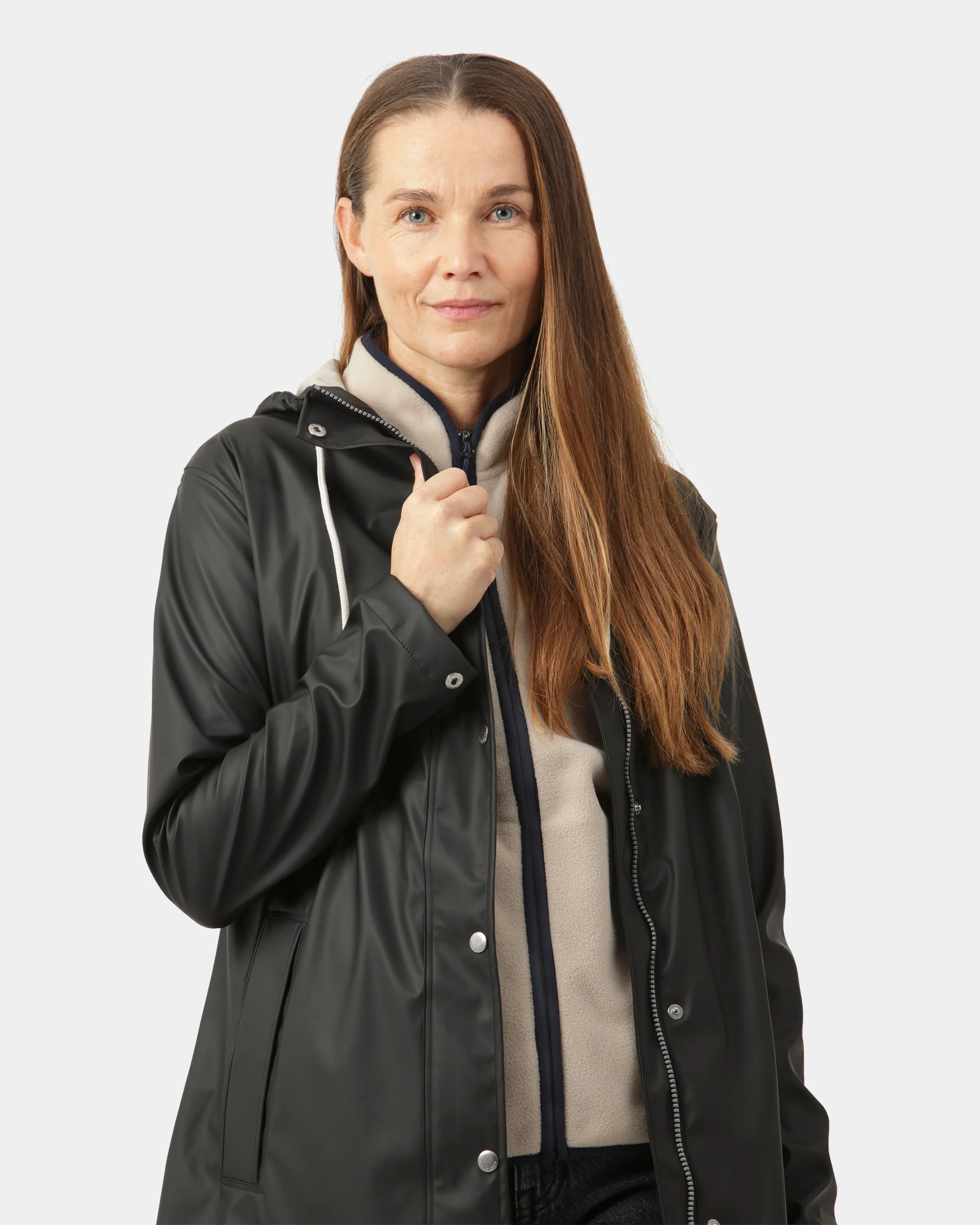 Ilse Jacobsen Rain Womens Short Rubberised Raincoat - Black Beauty 002 - Image 2