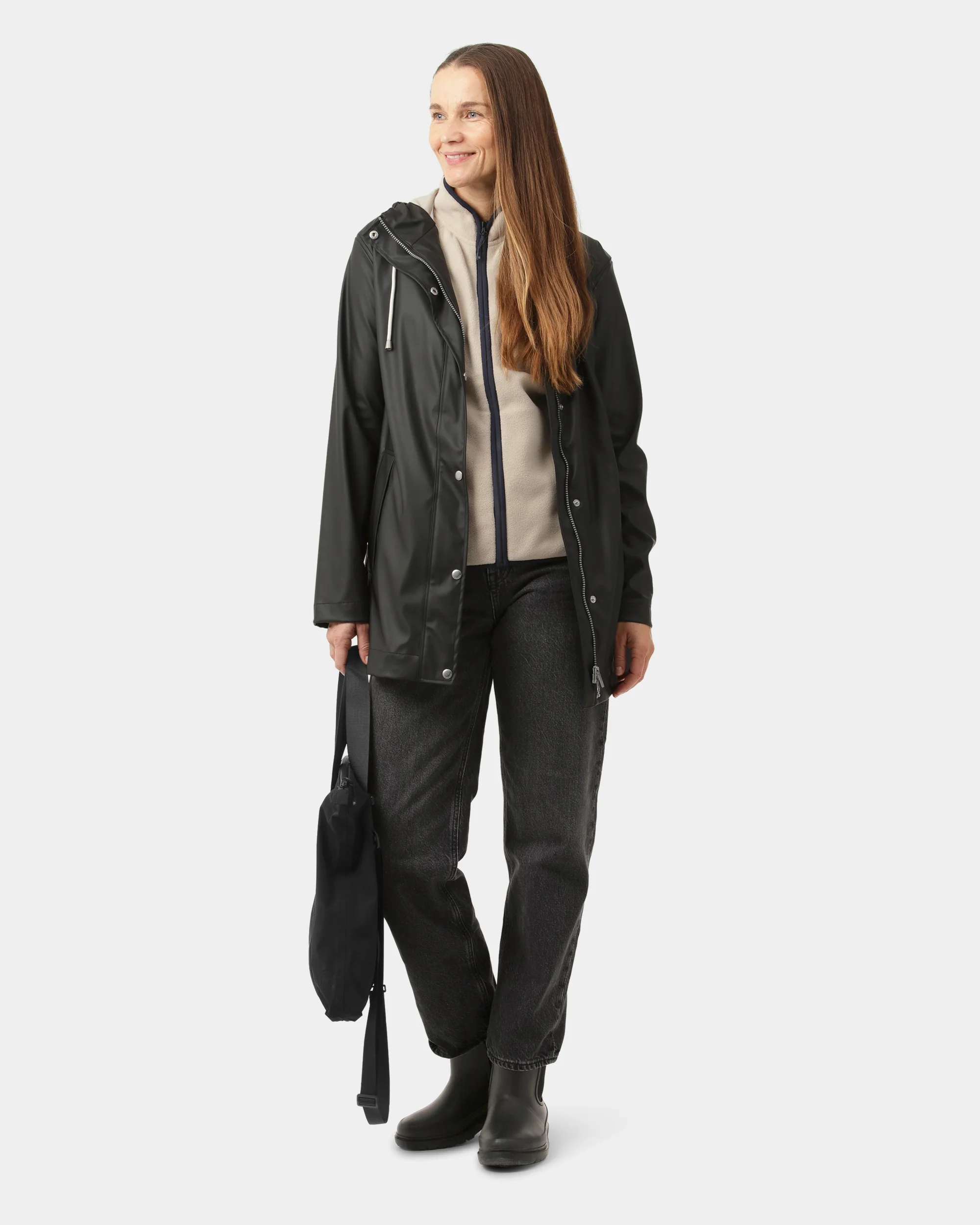 Ilse Jacobsen Rain Womens Short Rubberised Raincoat - Black Beauty 002 - Image 3