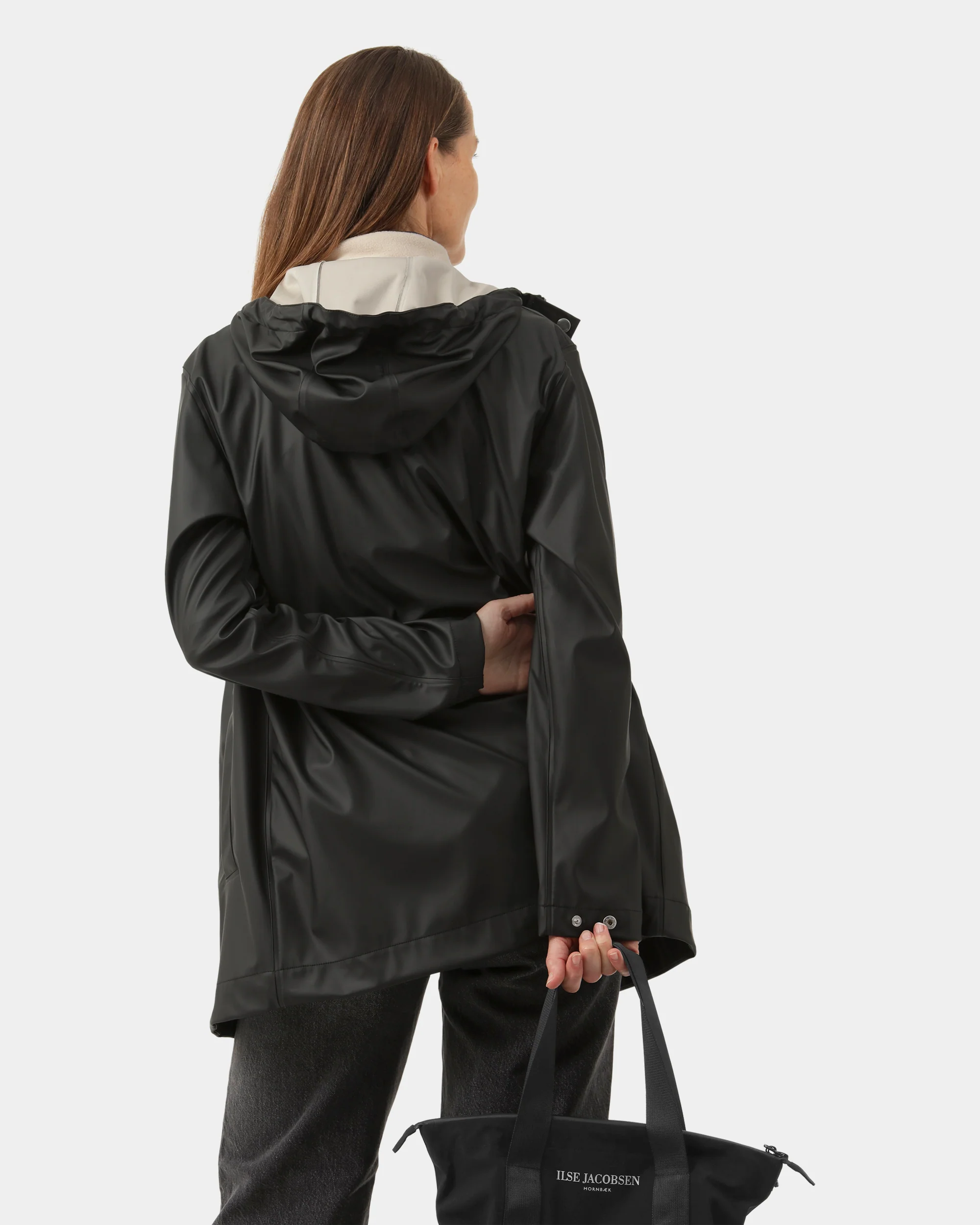 Ilse Jacobsen Rain Womens Short Rubberised Raincoat - Black Beauty 002 - Image 4