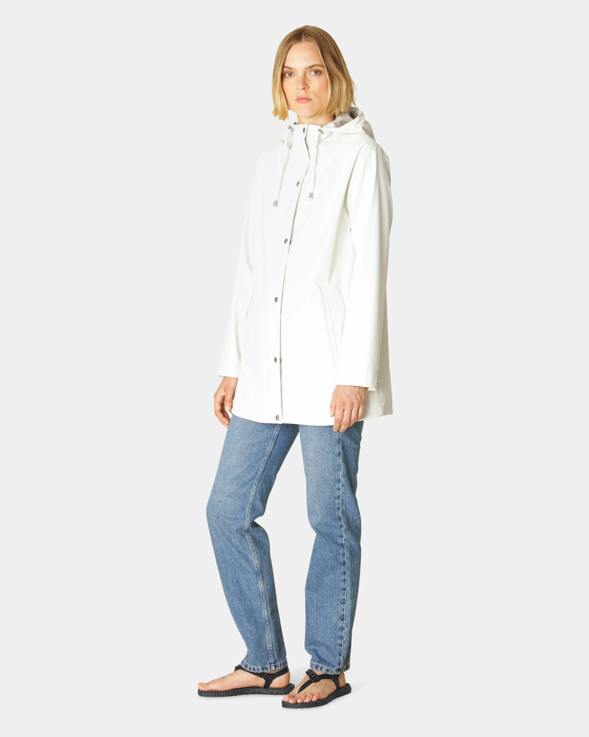 Ilse Jacobsen Rain Womens Short Rubberised Raincoat - Milk Creme 121 - Image 3