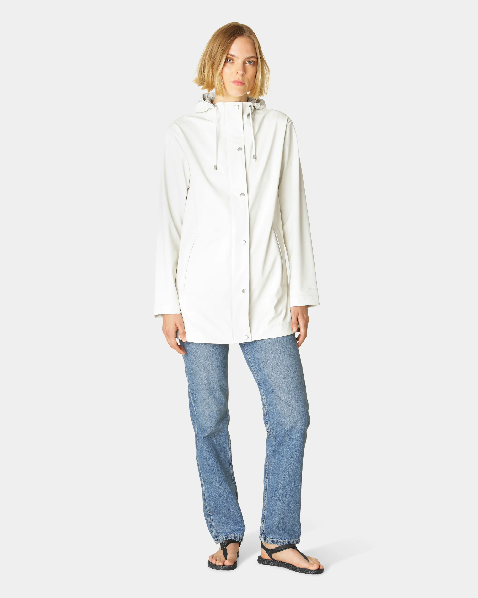 Ilse Jacobsen Rain Womens Short Rubberised Raincoat - Milk Creme 121 - Image 4