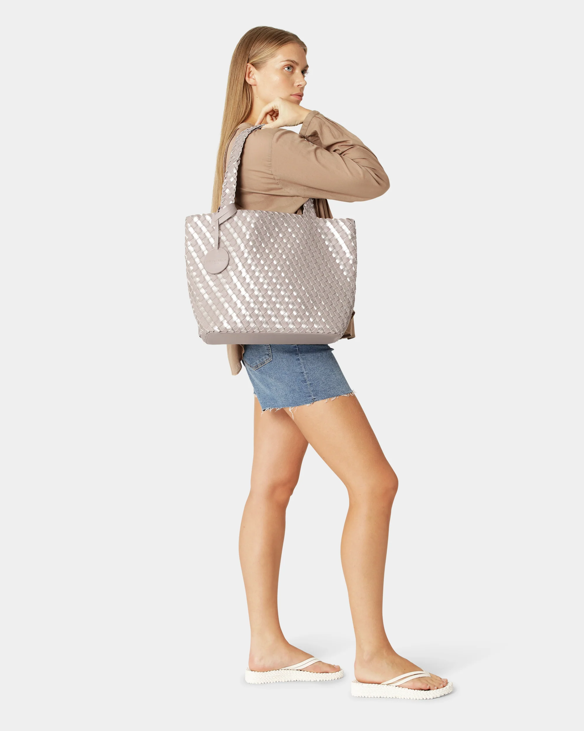 Ilse Jacobsen Reversable Dual Colour Womens Braided Shopper - Atmosphere Platin 149780 - Image 3