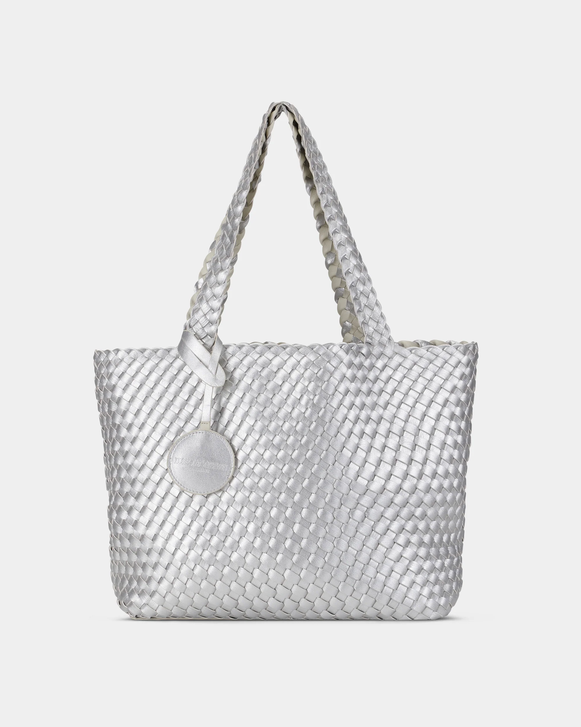 Ilse Jacobsen Reversable Dual Colour Womens Braided Shopper - Milk Creme Silver 121710 - Image 2