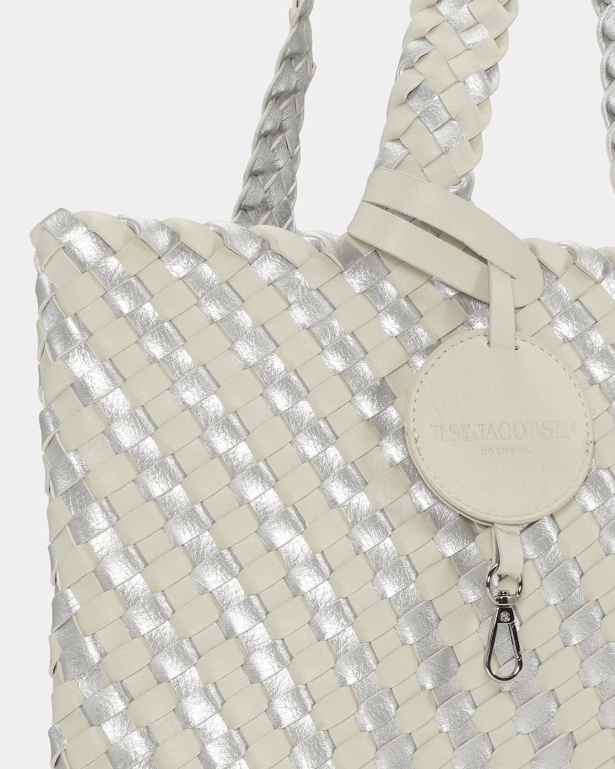 Ilse Jacobsen Reversable Dual Colour Womens Braided Shopper - Milk Creme Silver 121710 - Image 4