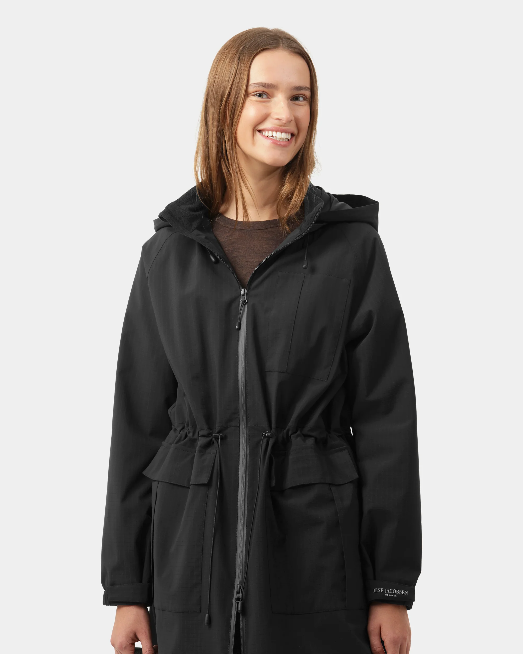 Ilse Jacobsen Thermal Womens Long Parka Raincoat - Black Beauty 002 - Image 2