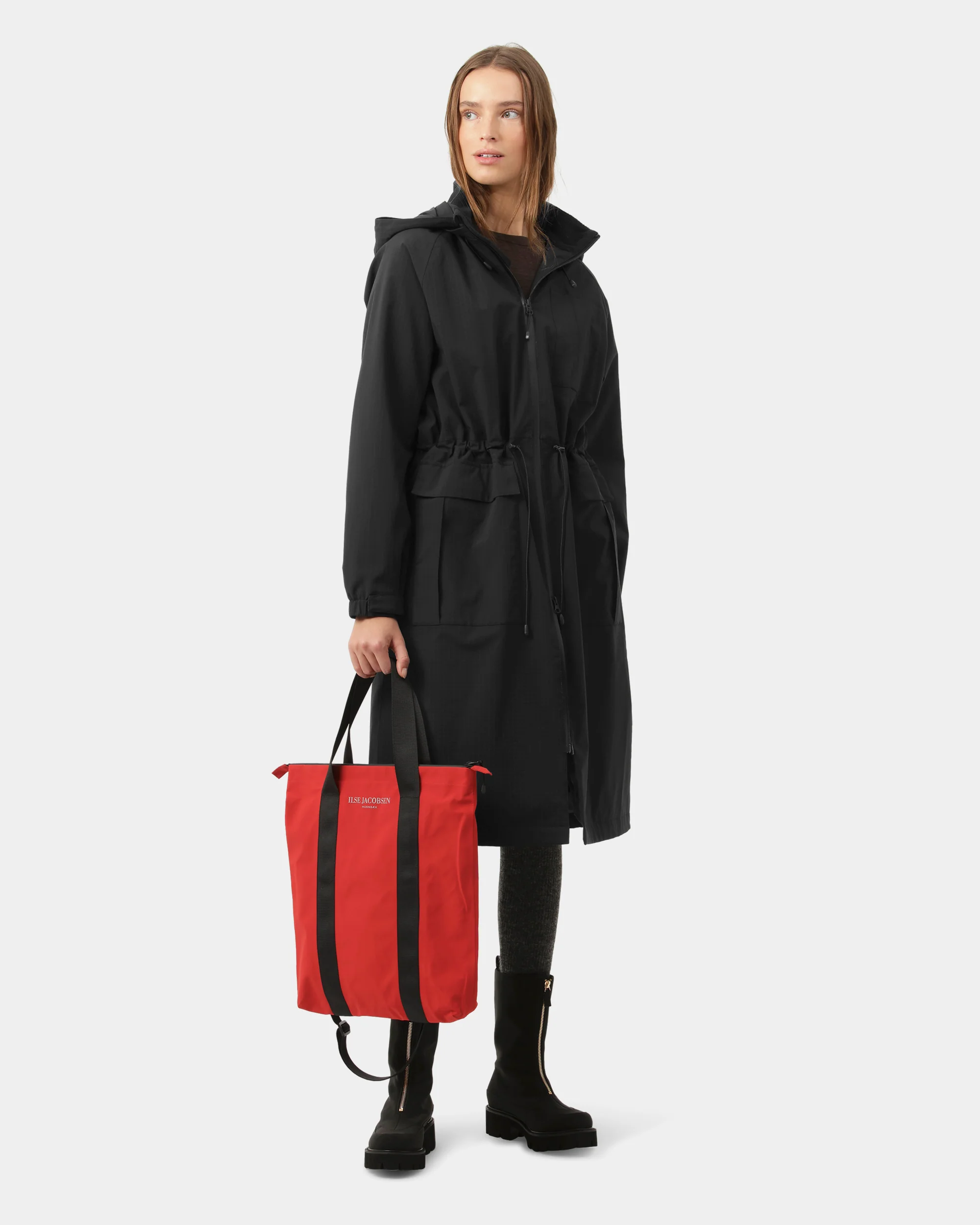 Ilse Jacobsen Thermal Womens Long Parka Raincoat - Black Beauty 002 - Image 3