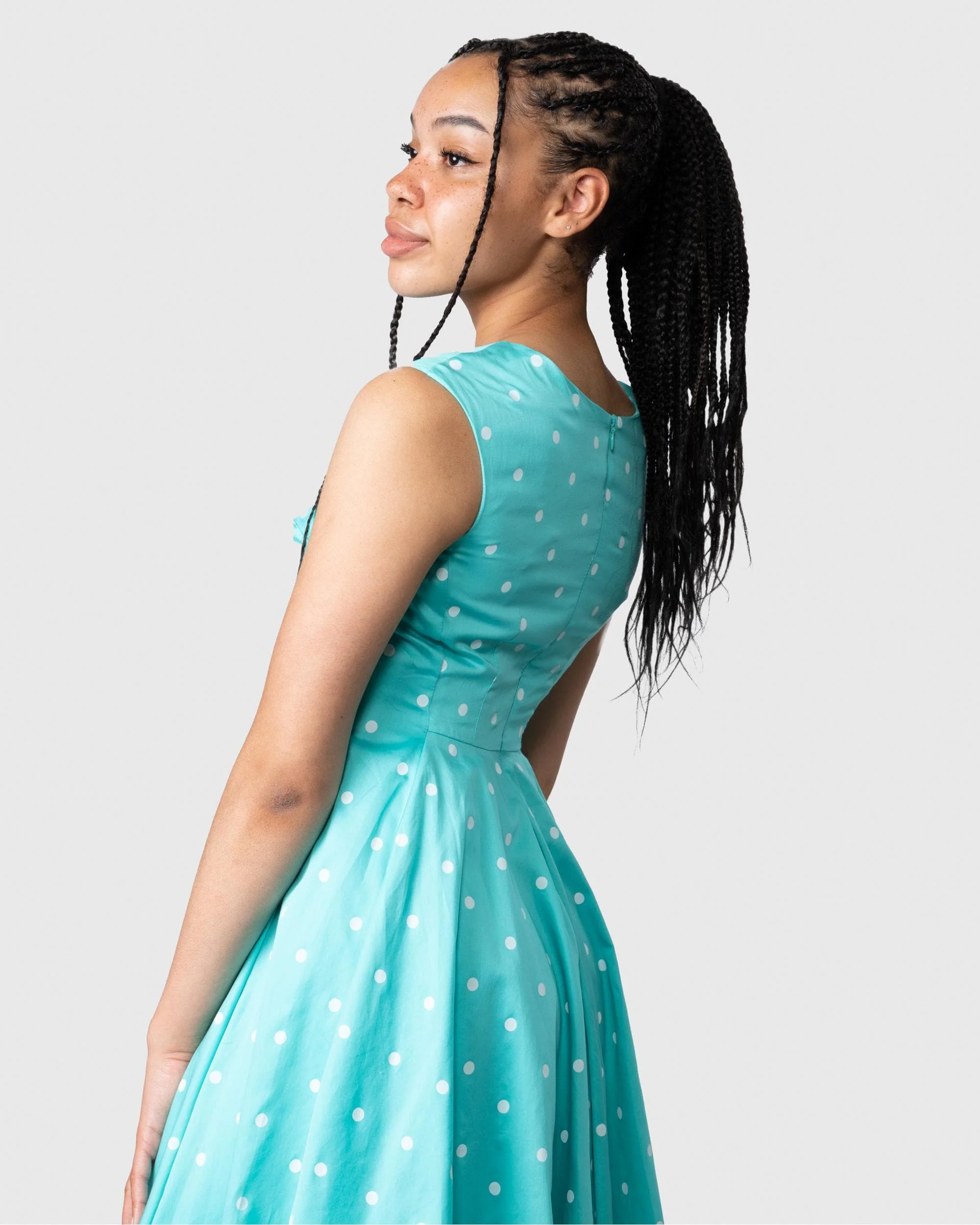 Joules Amelie Womens Dress - Ocean Green Elsa Spot - Image 2
