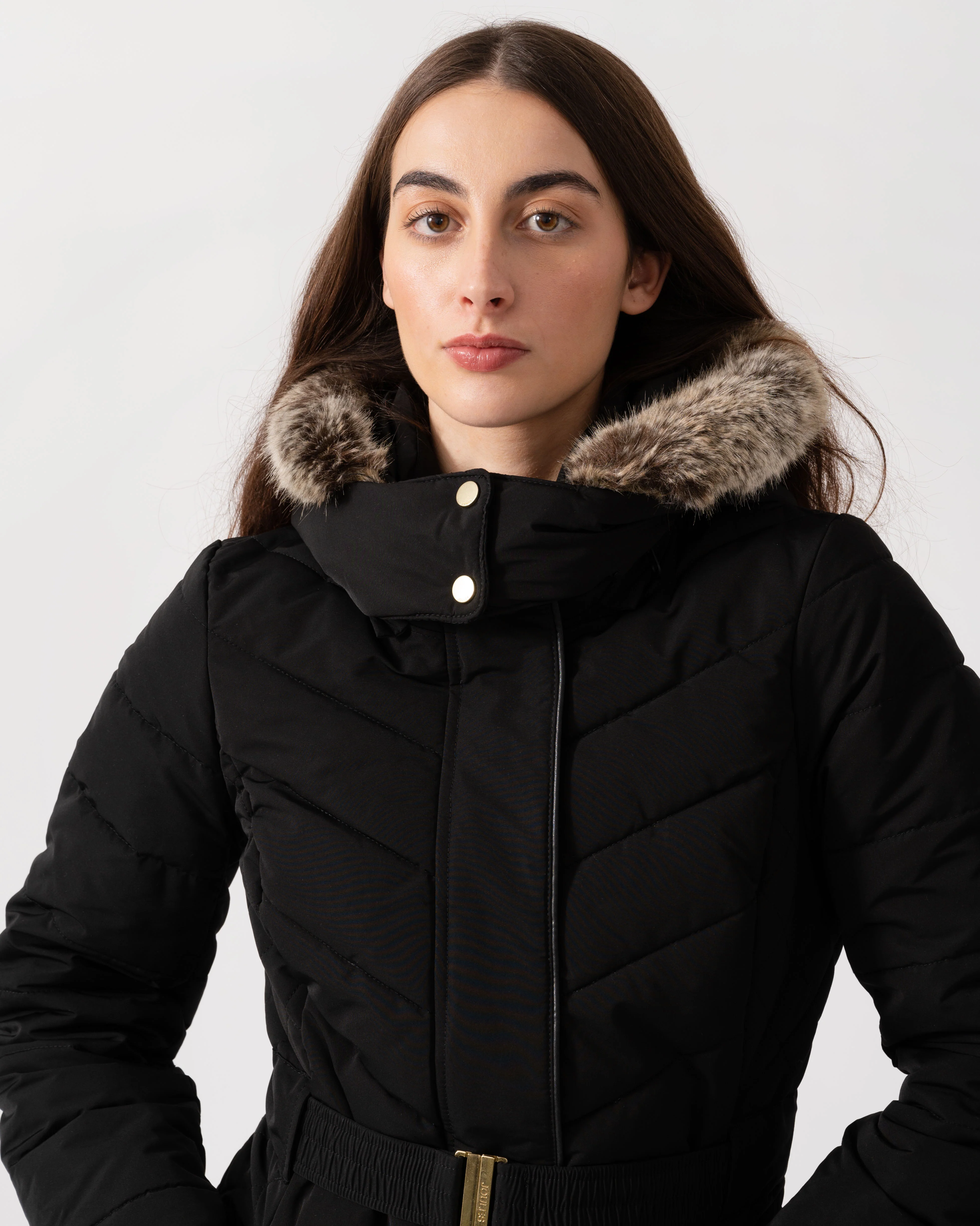 Joules Aspen Womens Long Parka - Black - Image 2