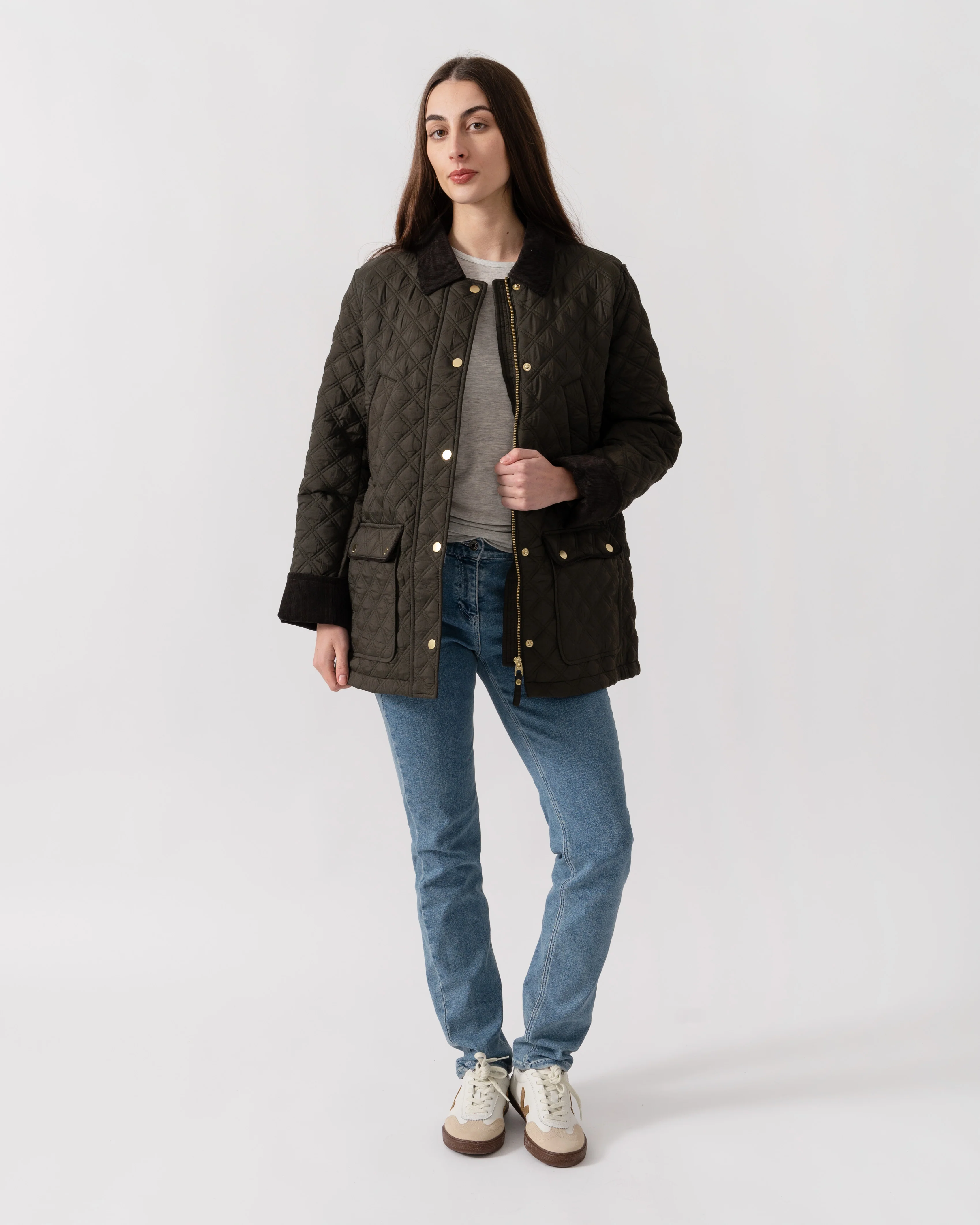 Joules Beatrix Womens Jacket - Khaki Green - Image 2